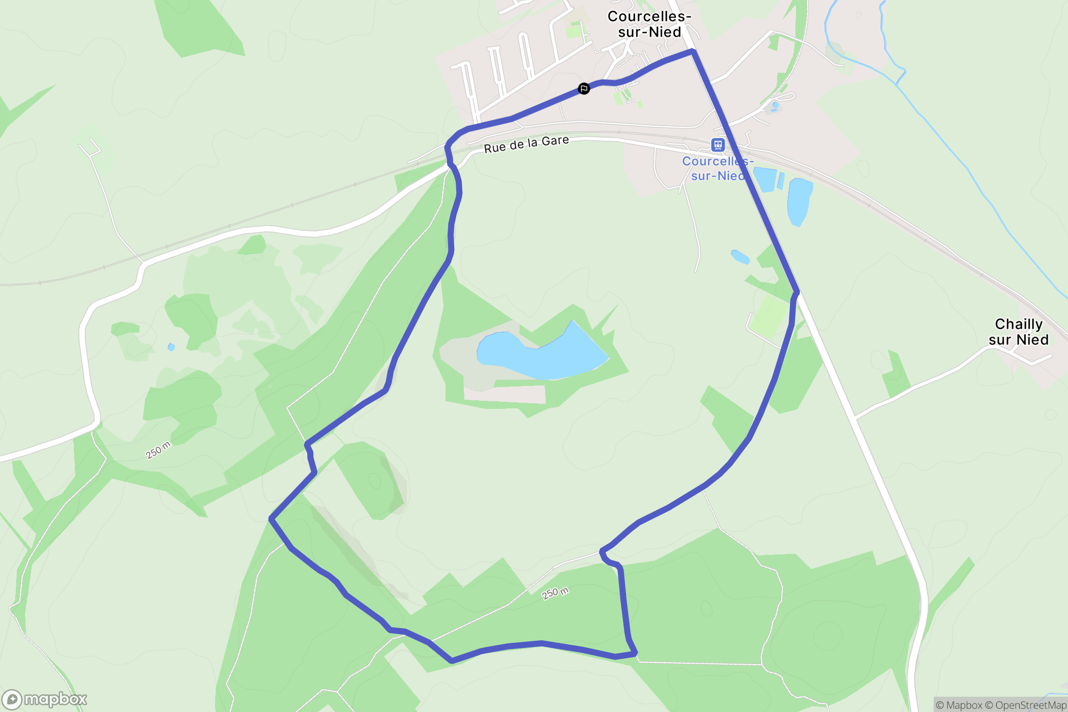 Courcelles-sur-Nied : carte du parcours de randonnée - France