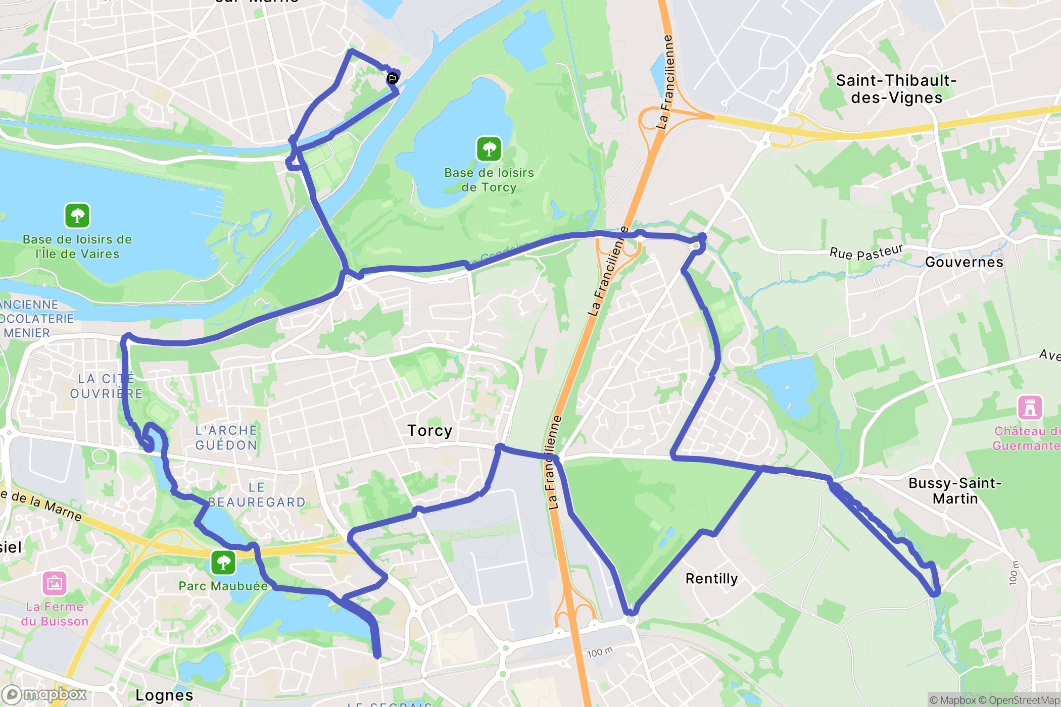 Vaires-sur-Marne : carte du parcours de randonnée - France
