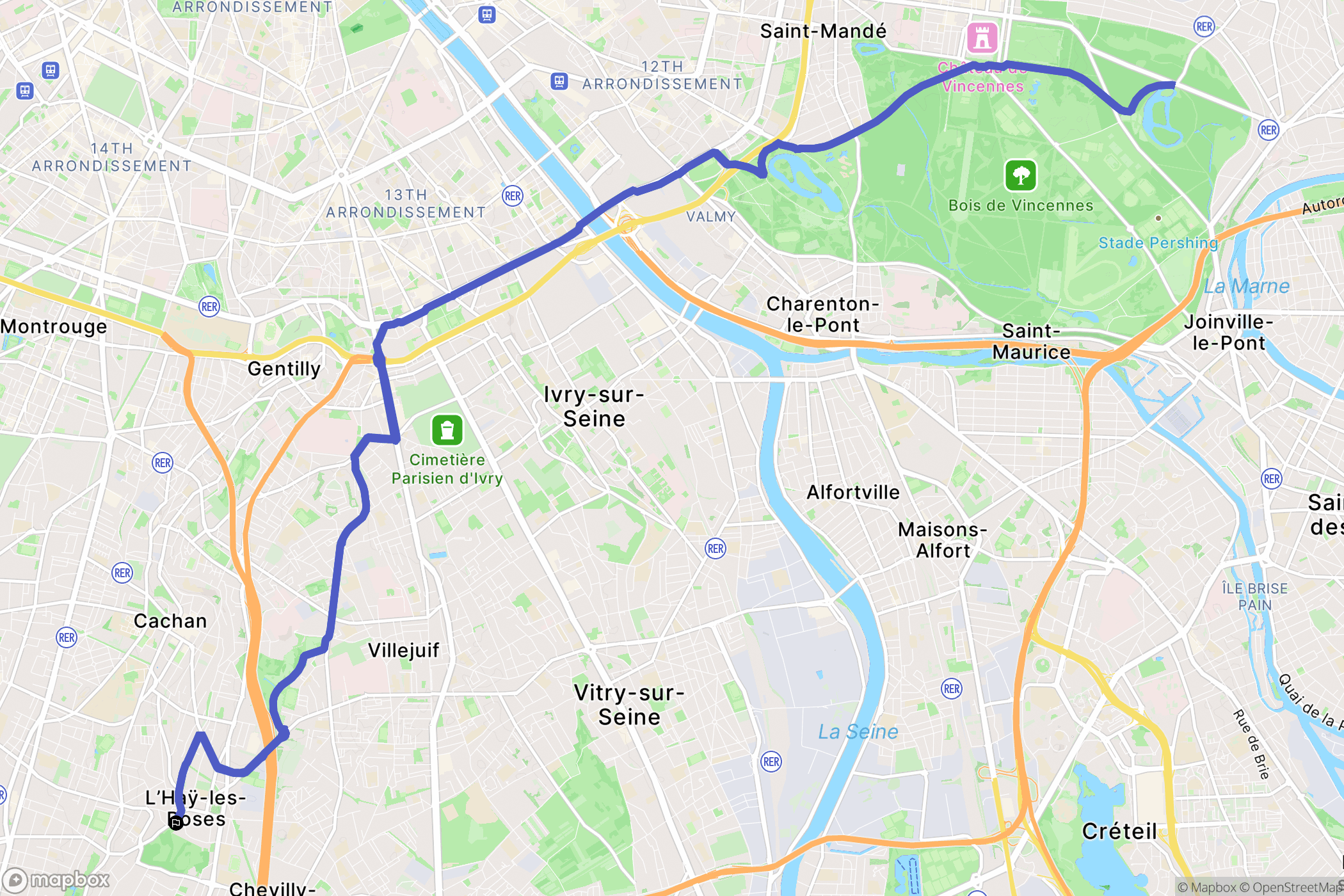 L'Haÿ-les-Roses : carte du parcours de randonnée - France