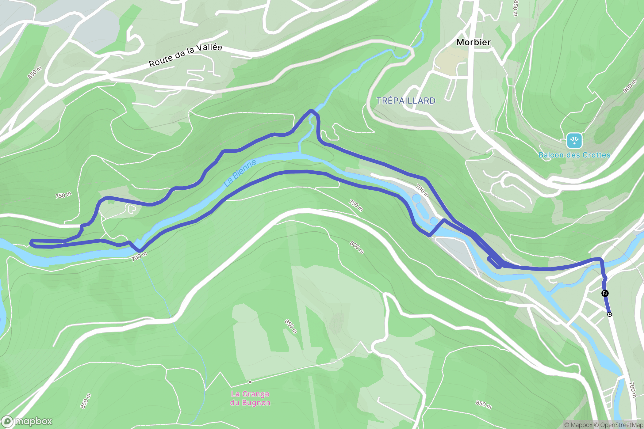 Hauts-de-Bienne : carte du parcours de randonnée - France