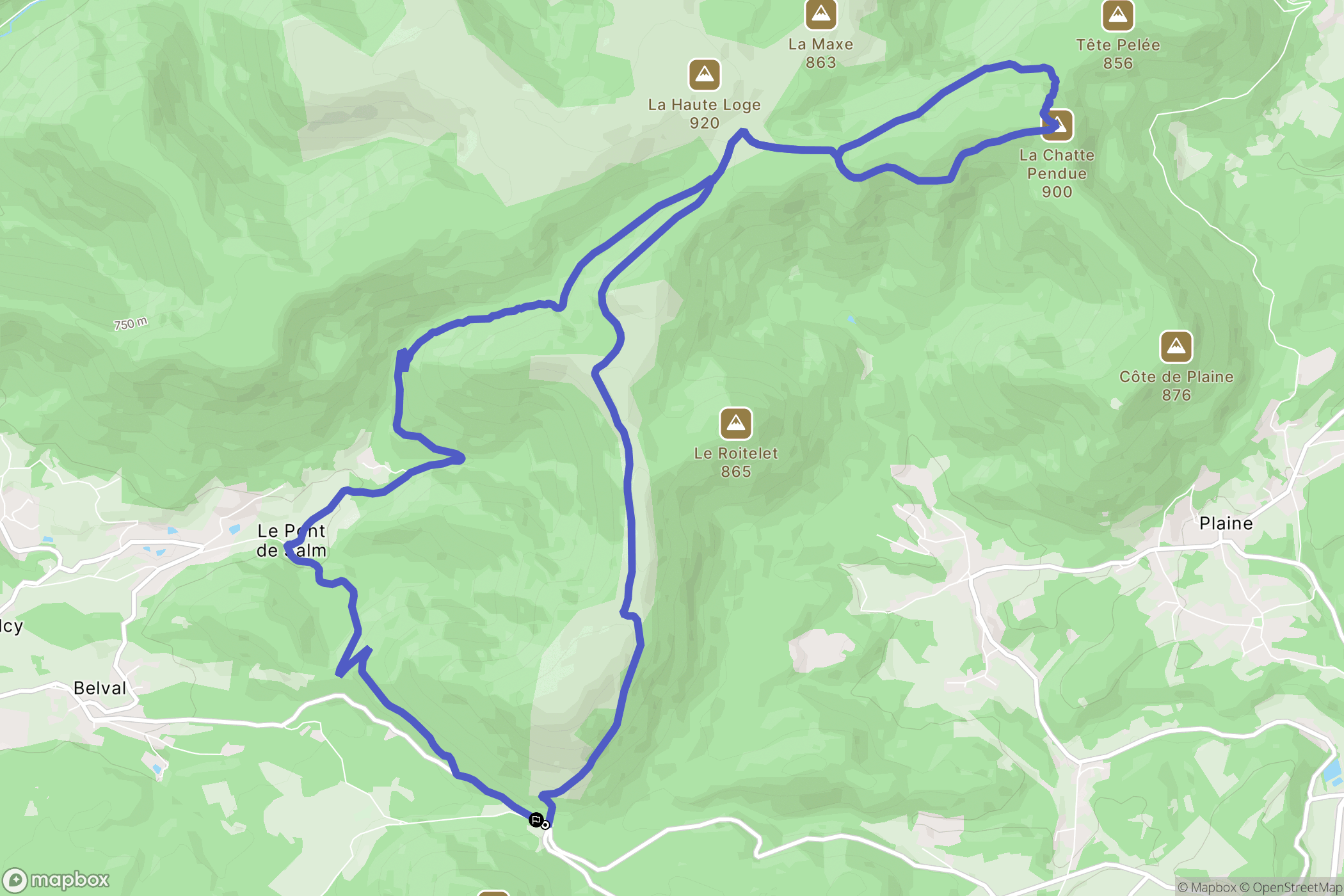 Saulxures : carte du parcours de randonnée - France