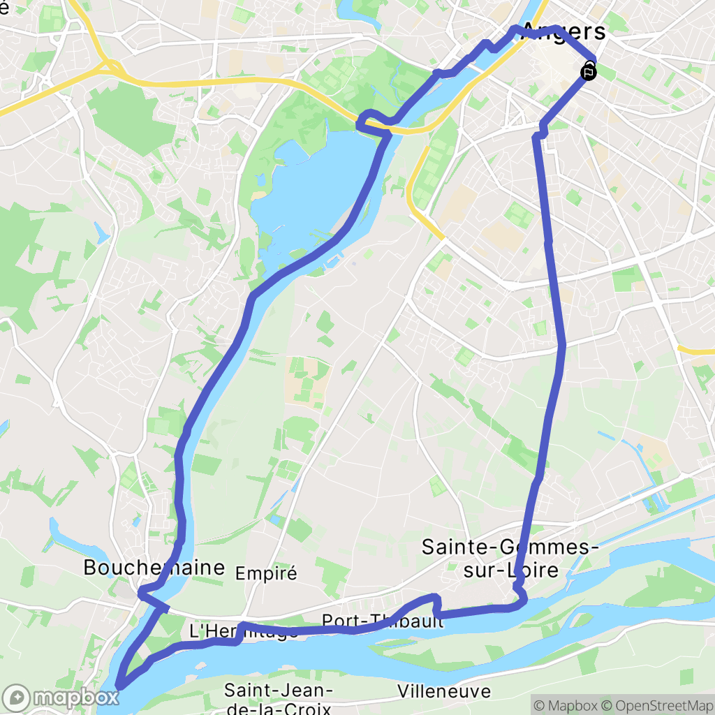 Angers : carte du parcours de randonnée - France