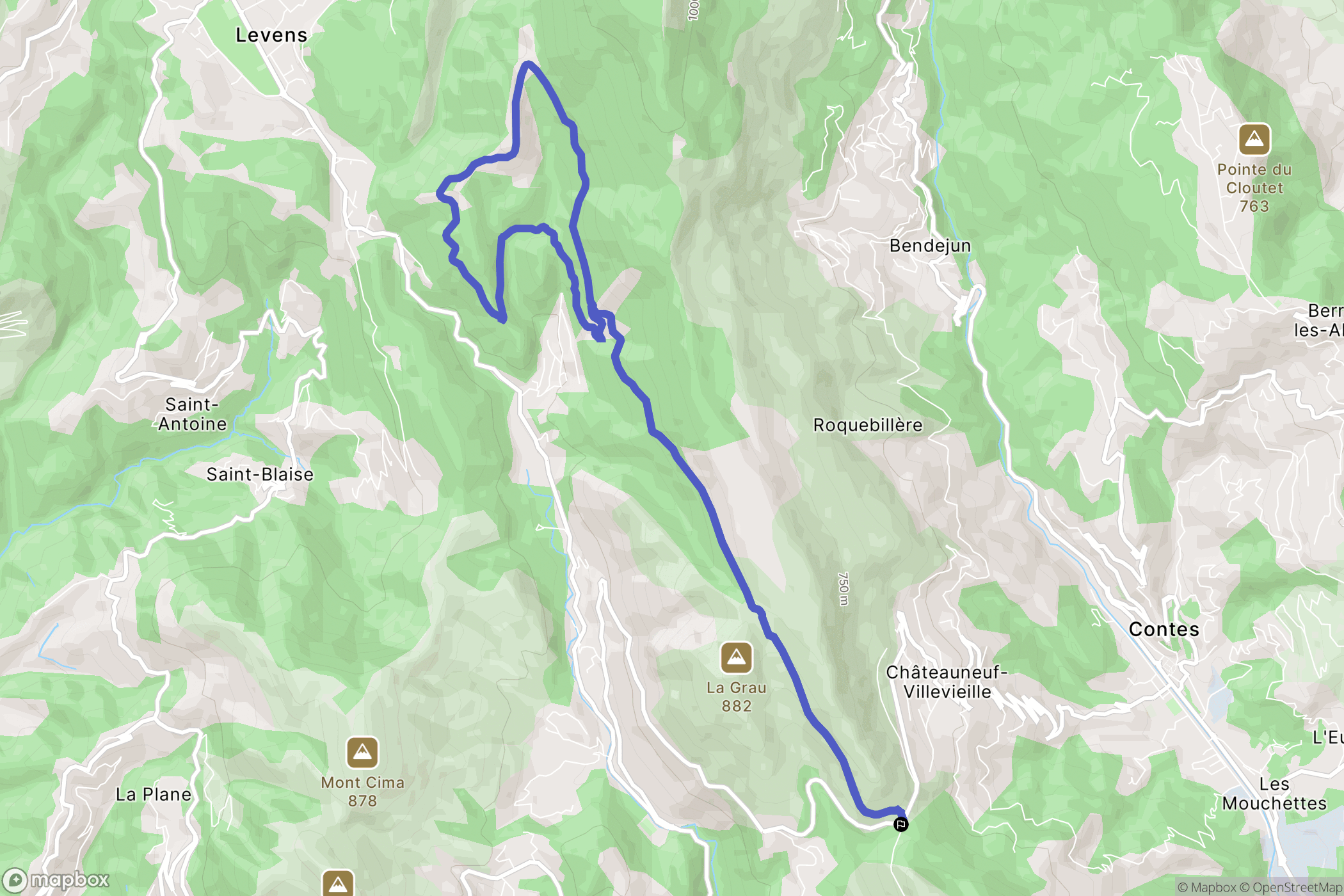 Châteauneuf-Villevieille : carte du parcours de randonnée - France
