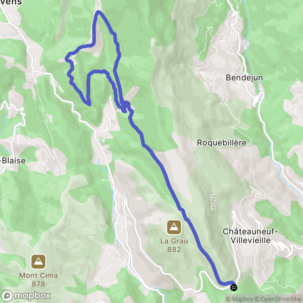 Châteauneuf-Villevieille : carte du parcours de randonnée - France