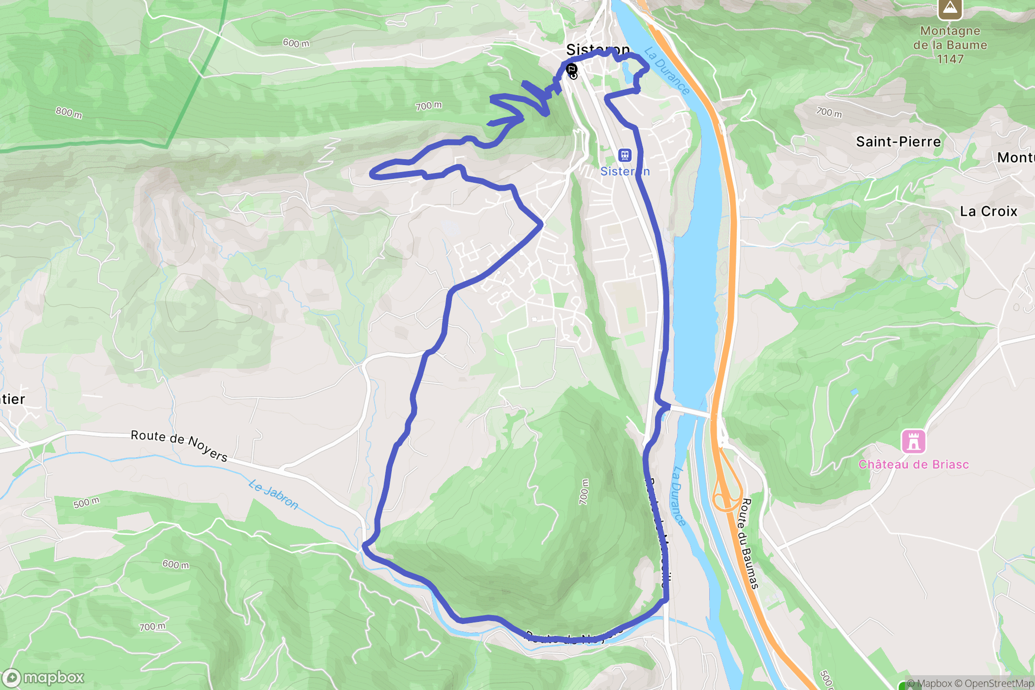 Sisteron : carte du parcours de randonnée - France