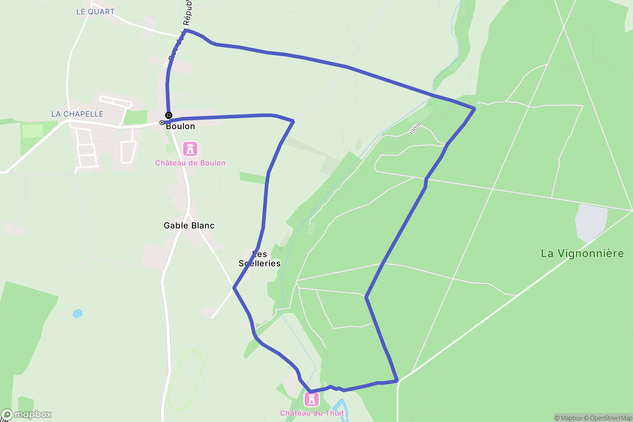 Boulon : carte du parcours de randonnée - France