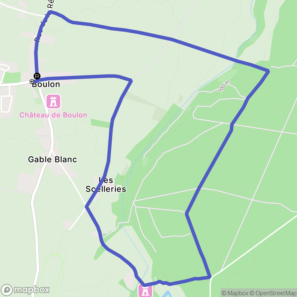 Boulon : carte du parcours de randonnée - France