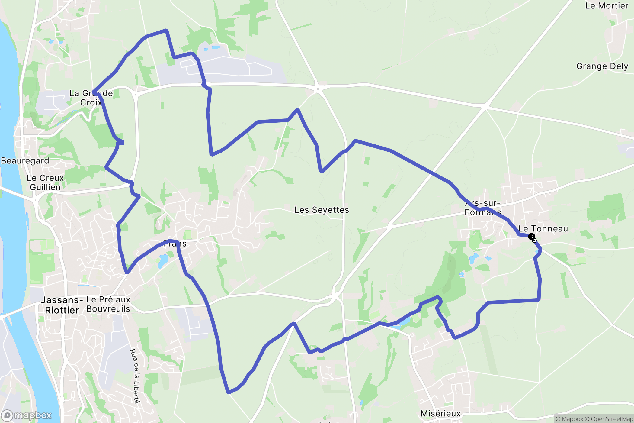Ars-sur-Formans : carte du parcours de randonnée - France