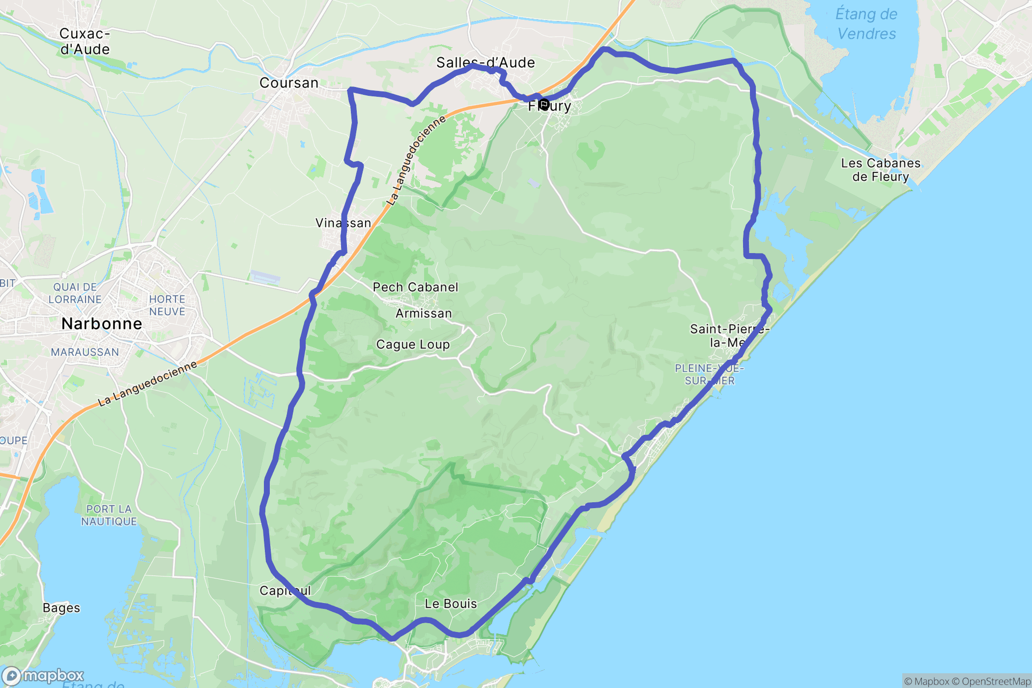 Fleury : carte du parcours de randonnée - France