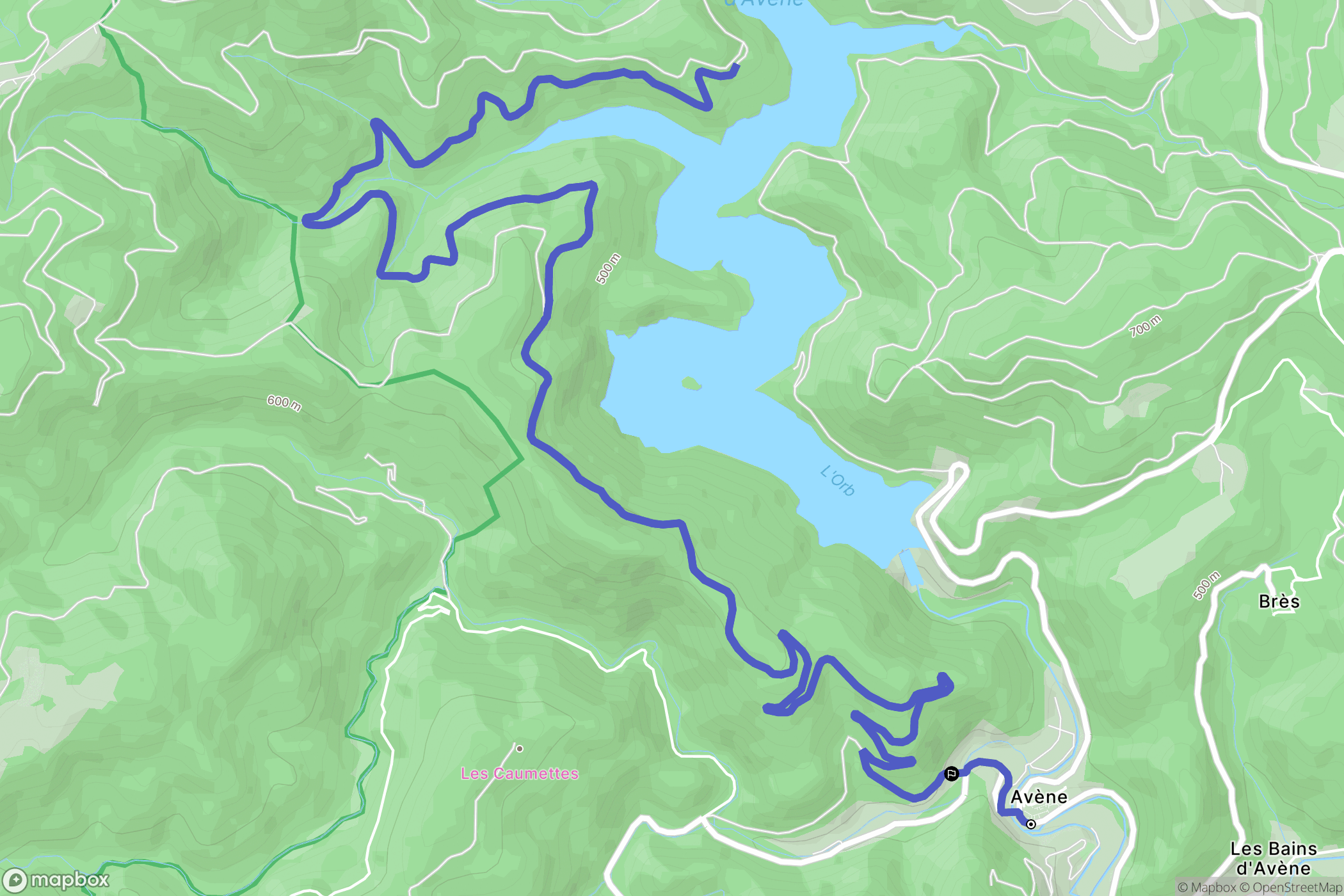 Avène : carte du parcours de randonnée - France