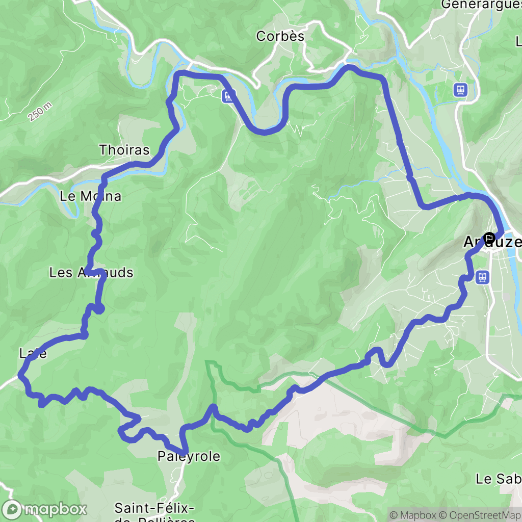 Anduze : carte du parcours de randonnée - France