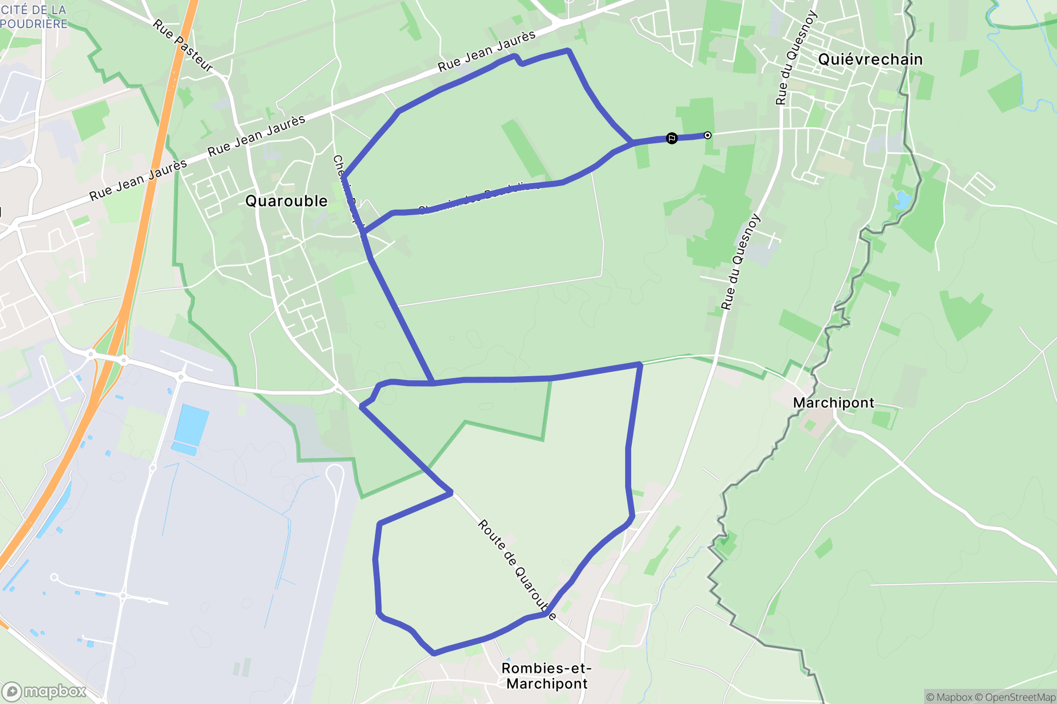 Quiévrechain : carte du parcours de randonnée - France