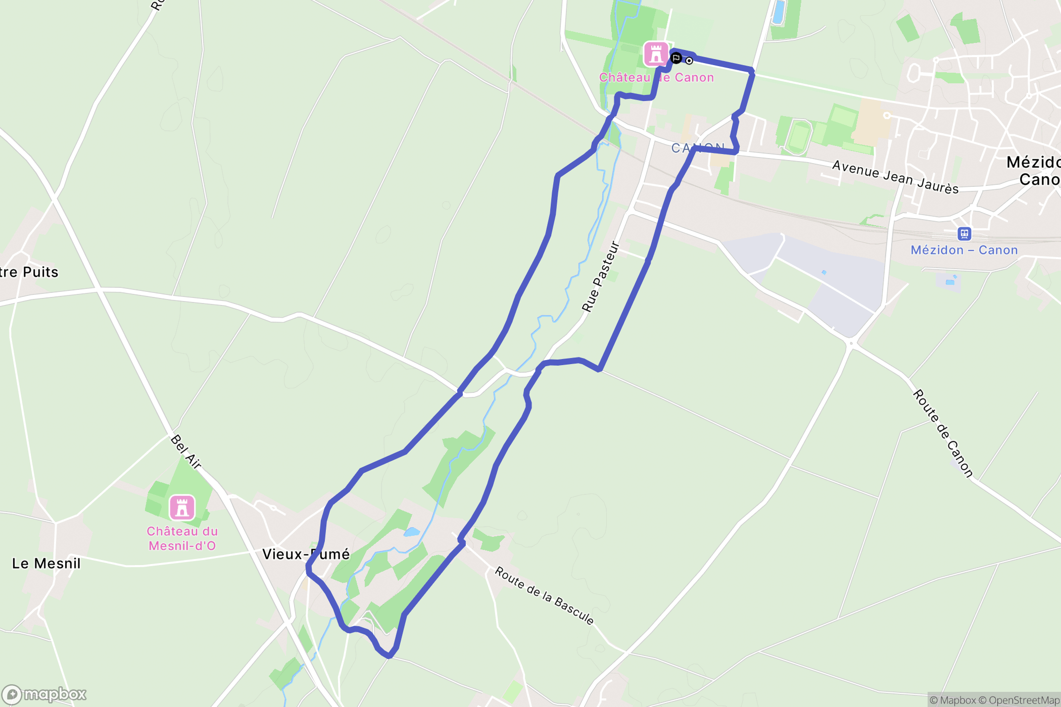 Mézidon Vallée d'Auge : carte du parcours de randonnée - France