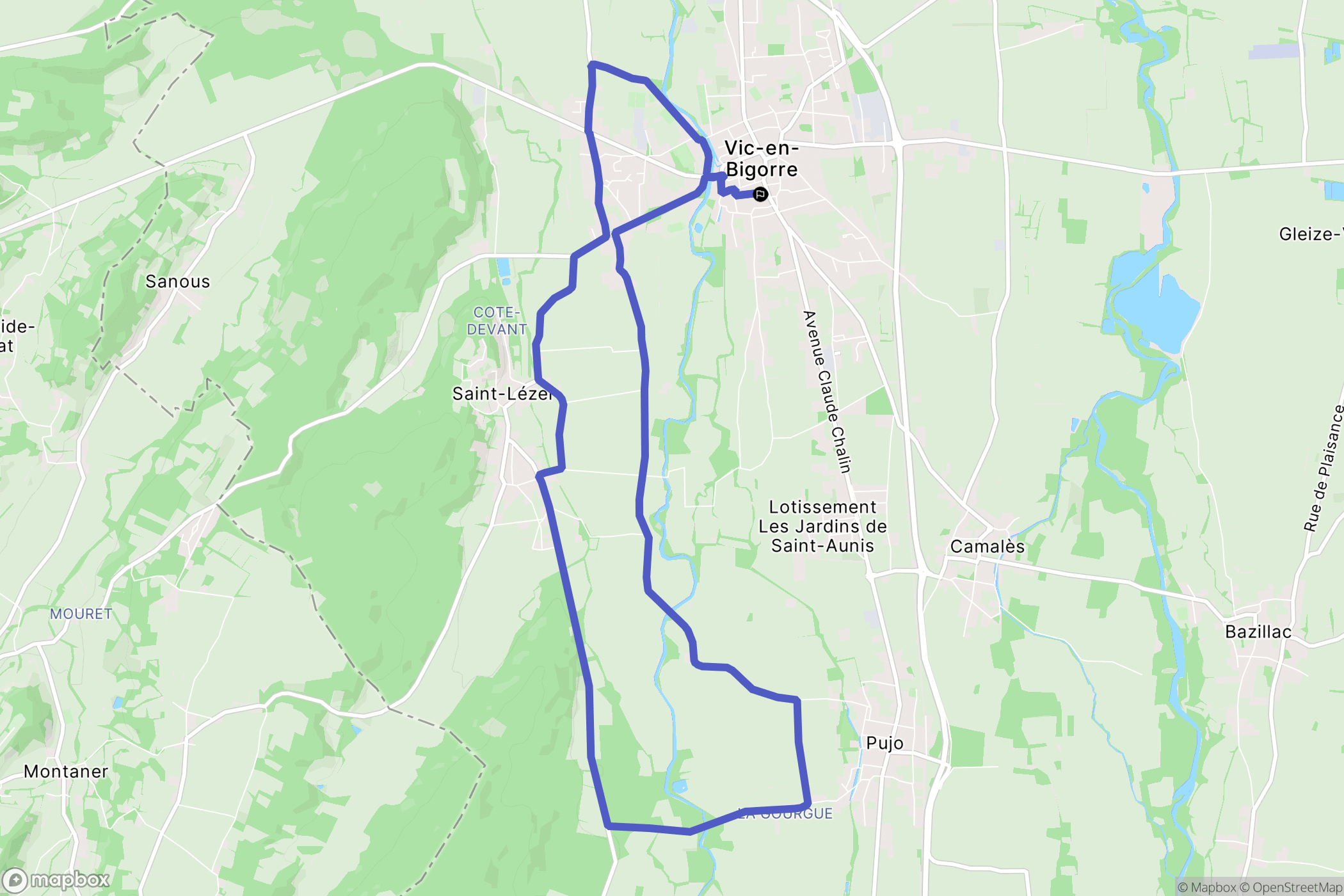 Vic-en-Bigorre : carte du parcours de randonnée - France