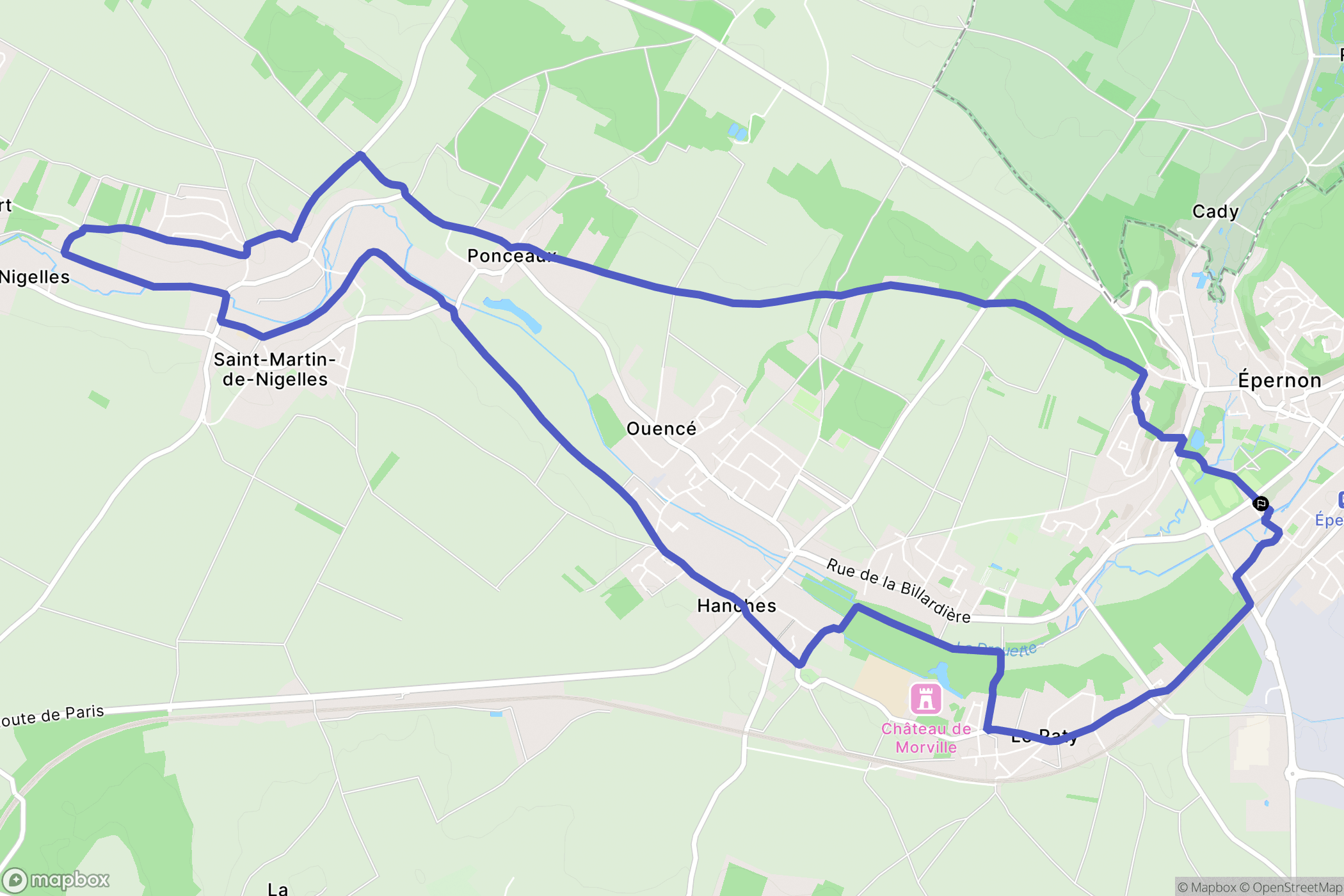 Épernon : carte du parcours de randonnée - France