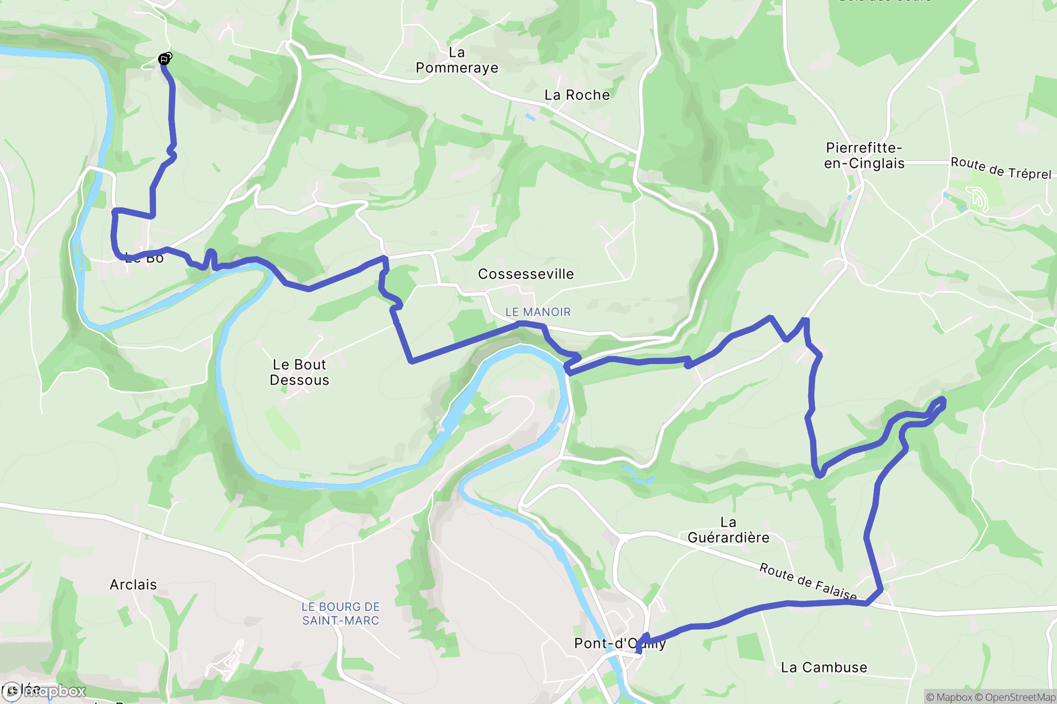 Le Vey : carte du parcours de randonnée - France