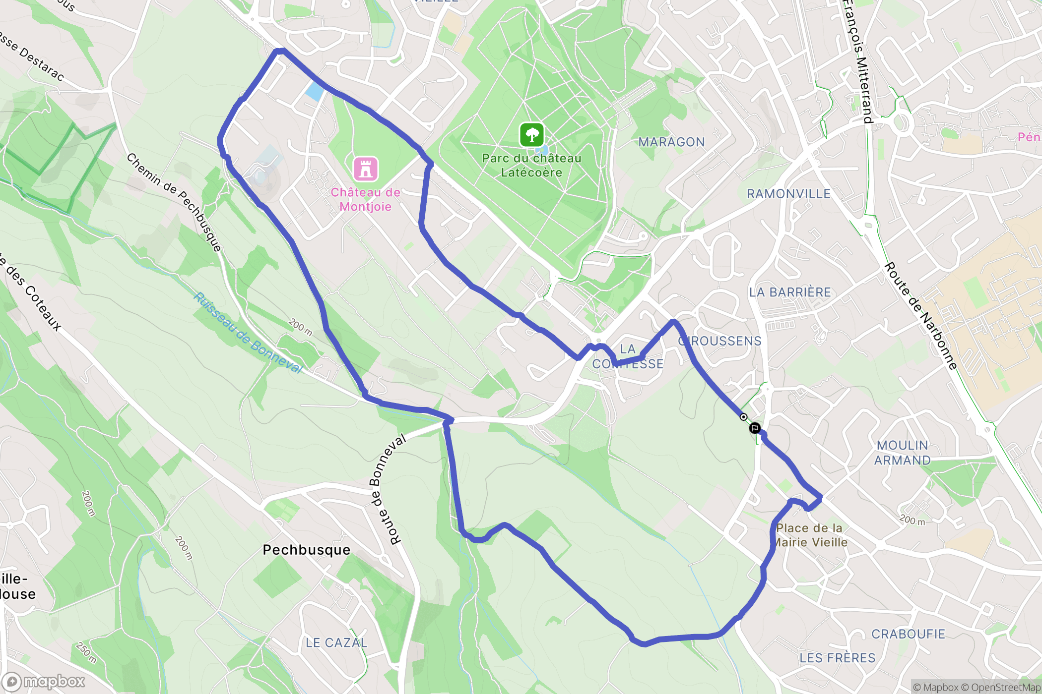 Auzeville-Tolosane : carte du parcours de randonnée - France
