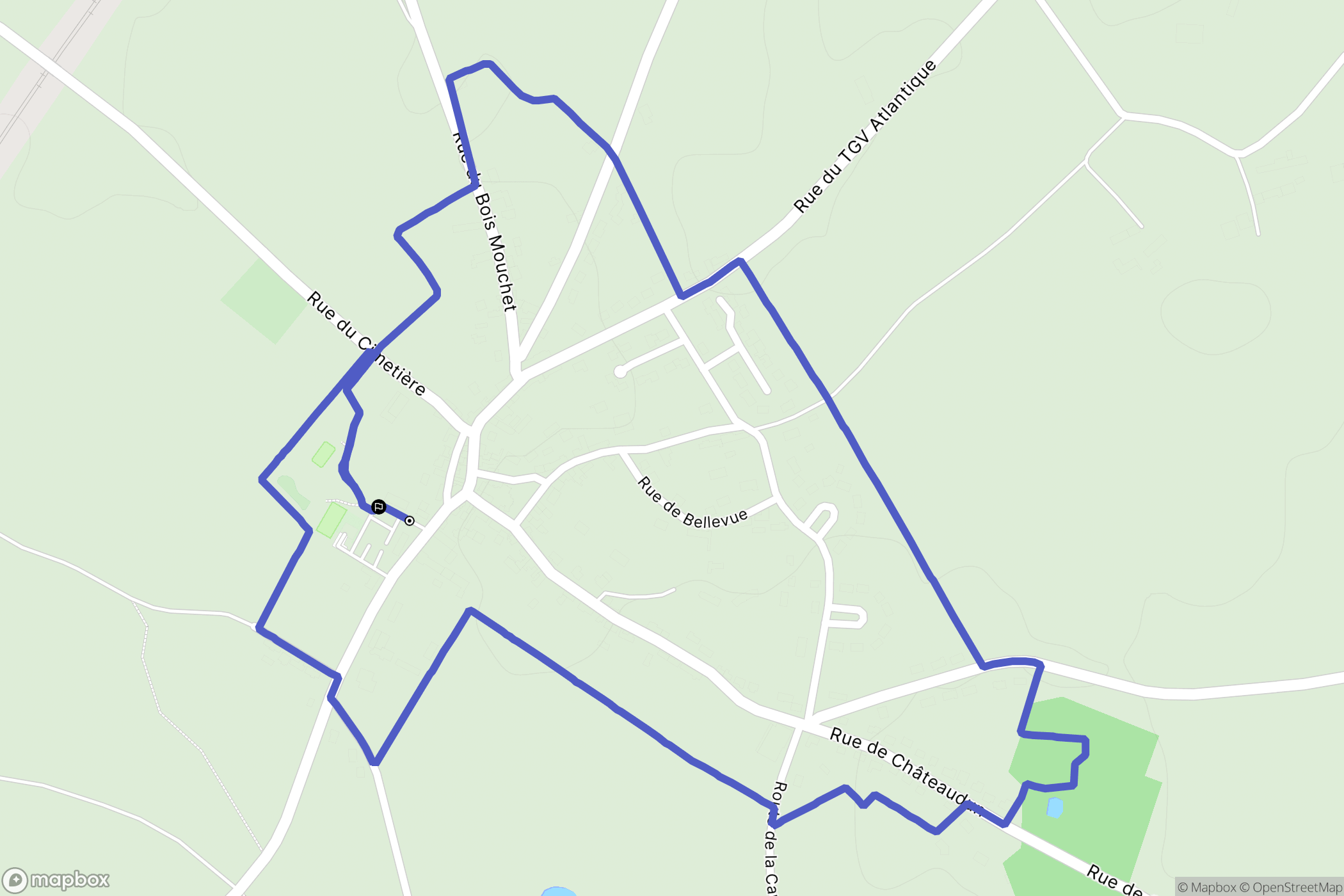 Commune nouvelle d'Arrou : carte du parcours de randonnée - France