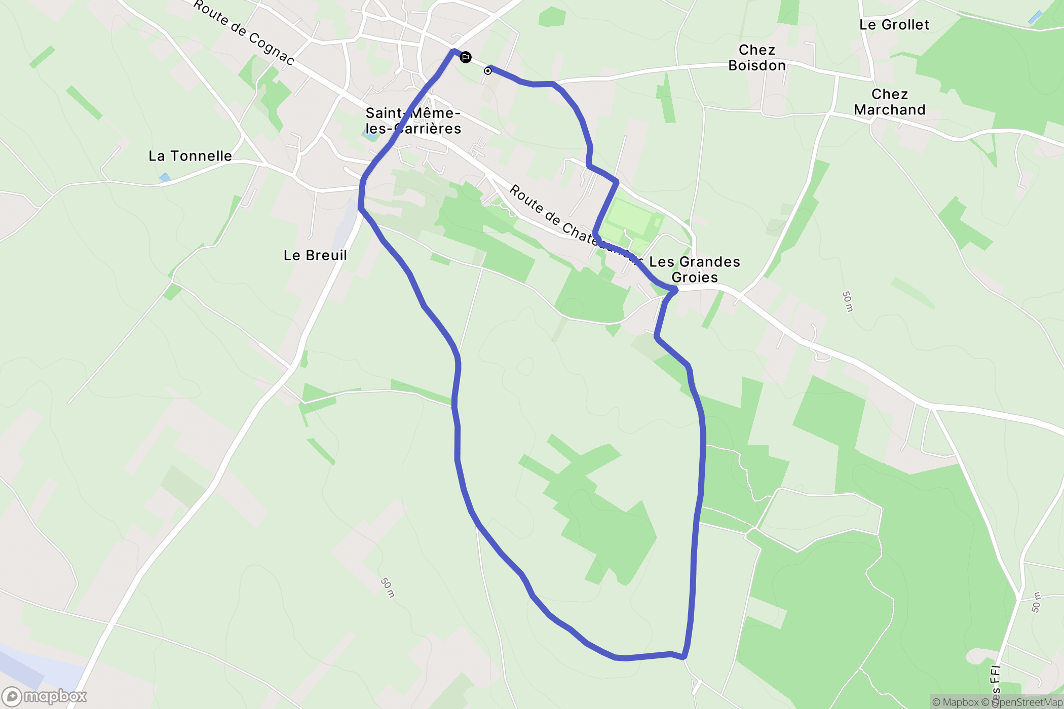 Saint-Même-les-Carrières : carte du parcours de randonnée - France