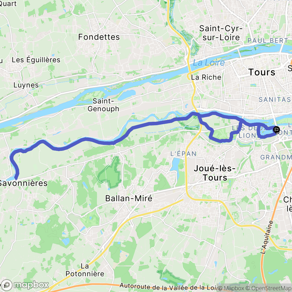 Tours : carte du parcours de randonnée - France