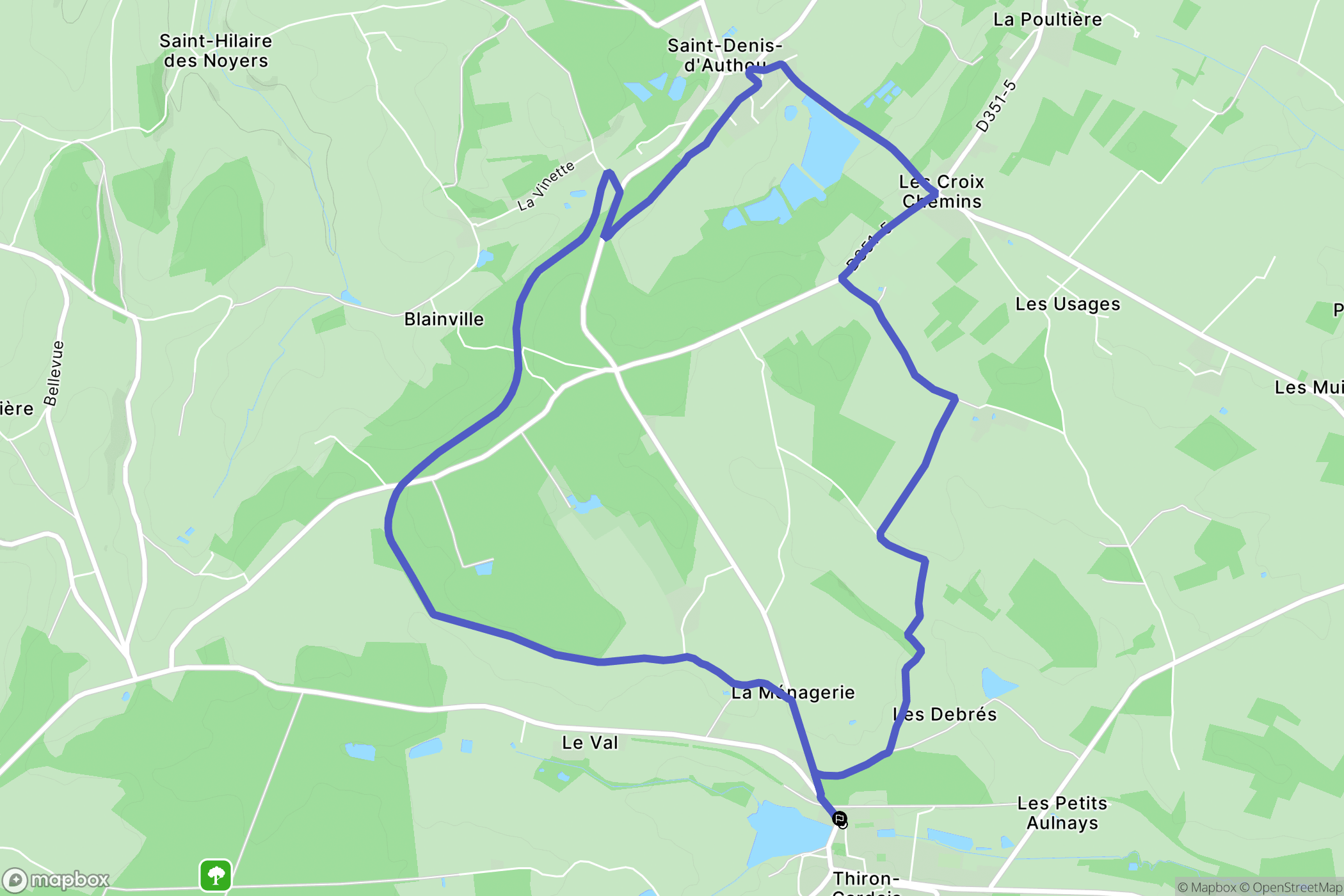 Thiron-Gardais : carte du parcours de randonnée - France