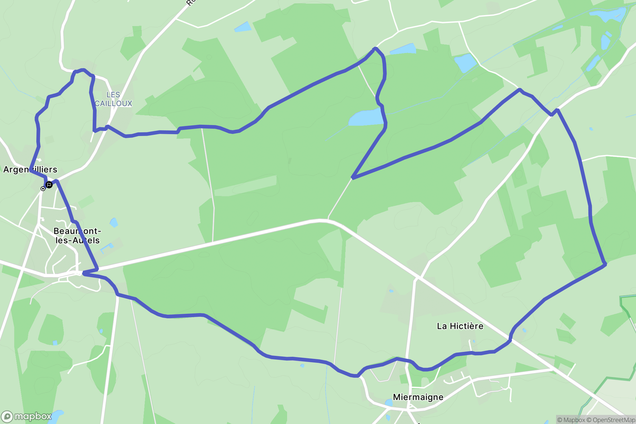 Beaumont-les-Autels : carte du parcours de randonnée - France