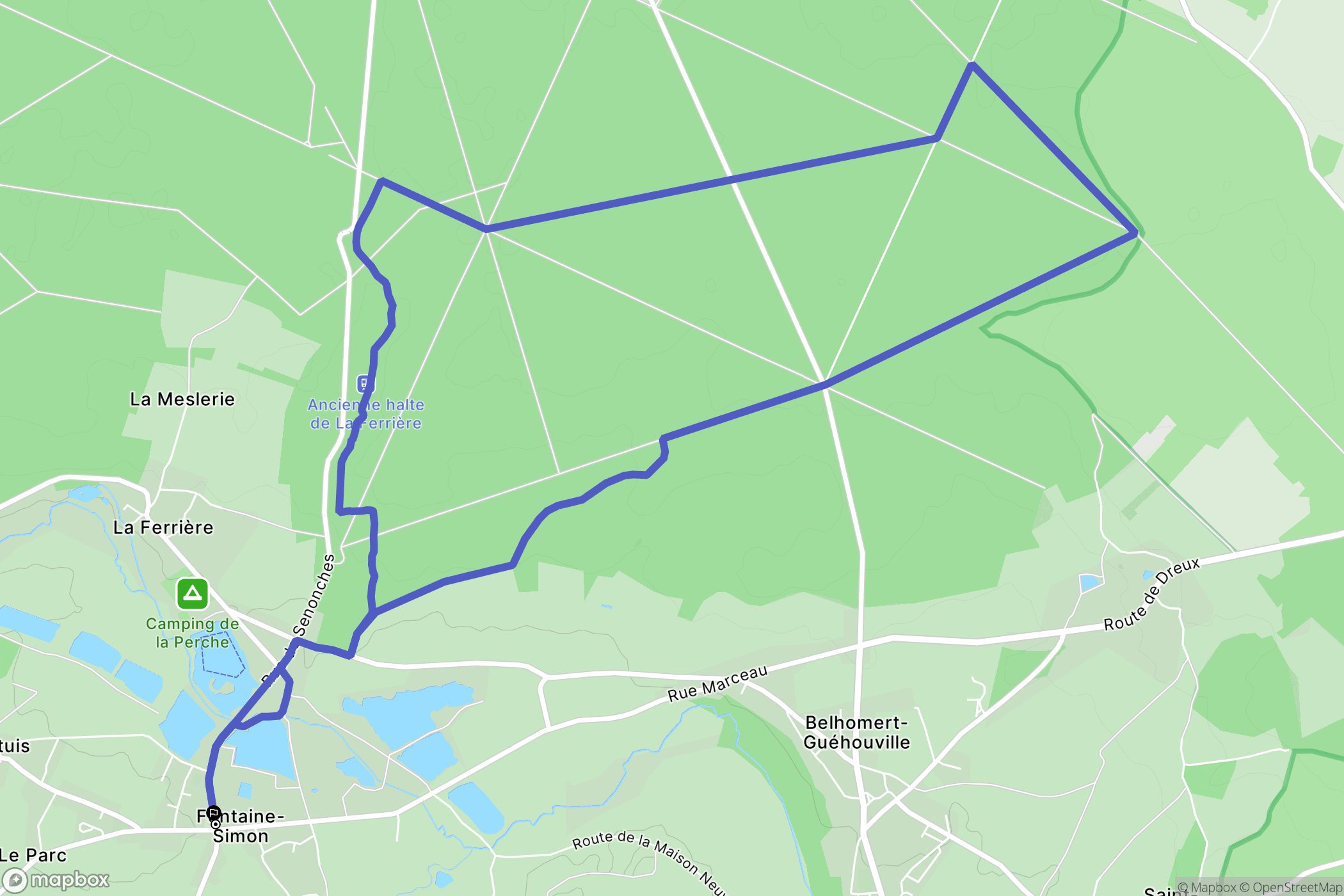 Fontaine-Simon : carte du parcours de randonnée - France