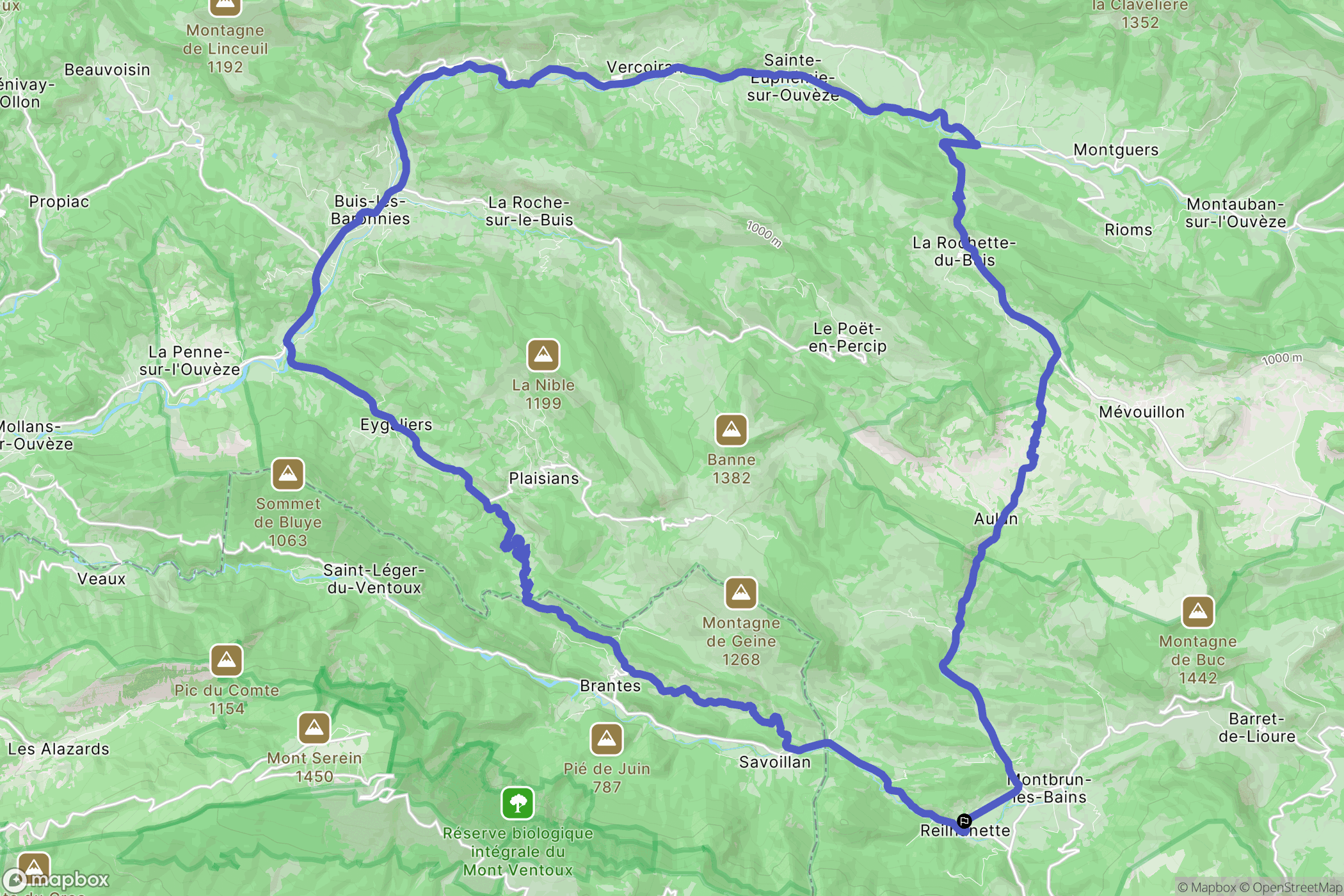 Reilhanette : carte du parcours de randonnée - France