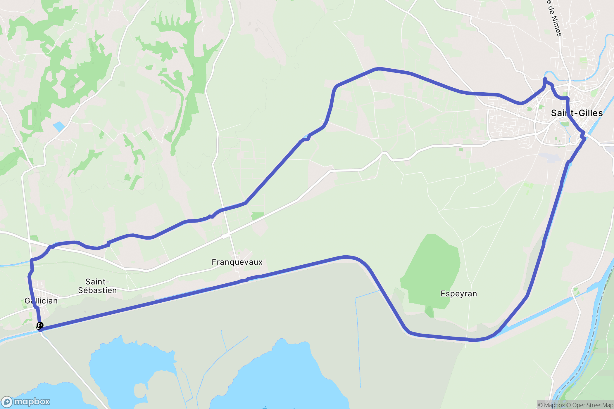 Vauvert : carte du parcours de randonnée - France