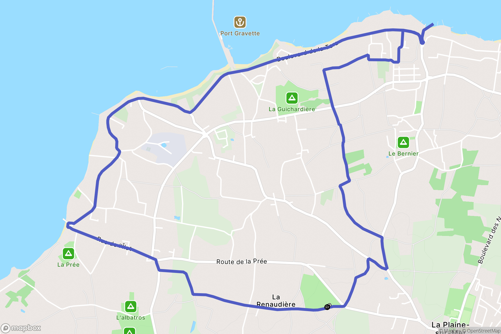 La Plaine-sur-Mer : carte du parcours de randonnée - France