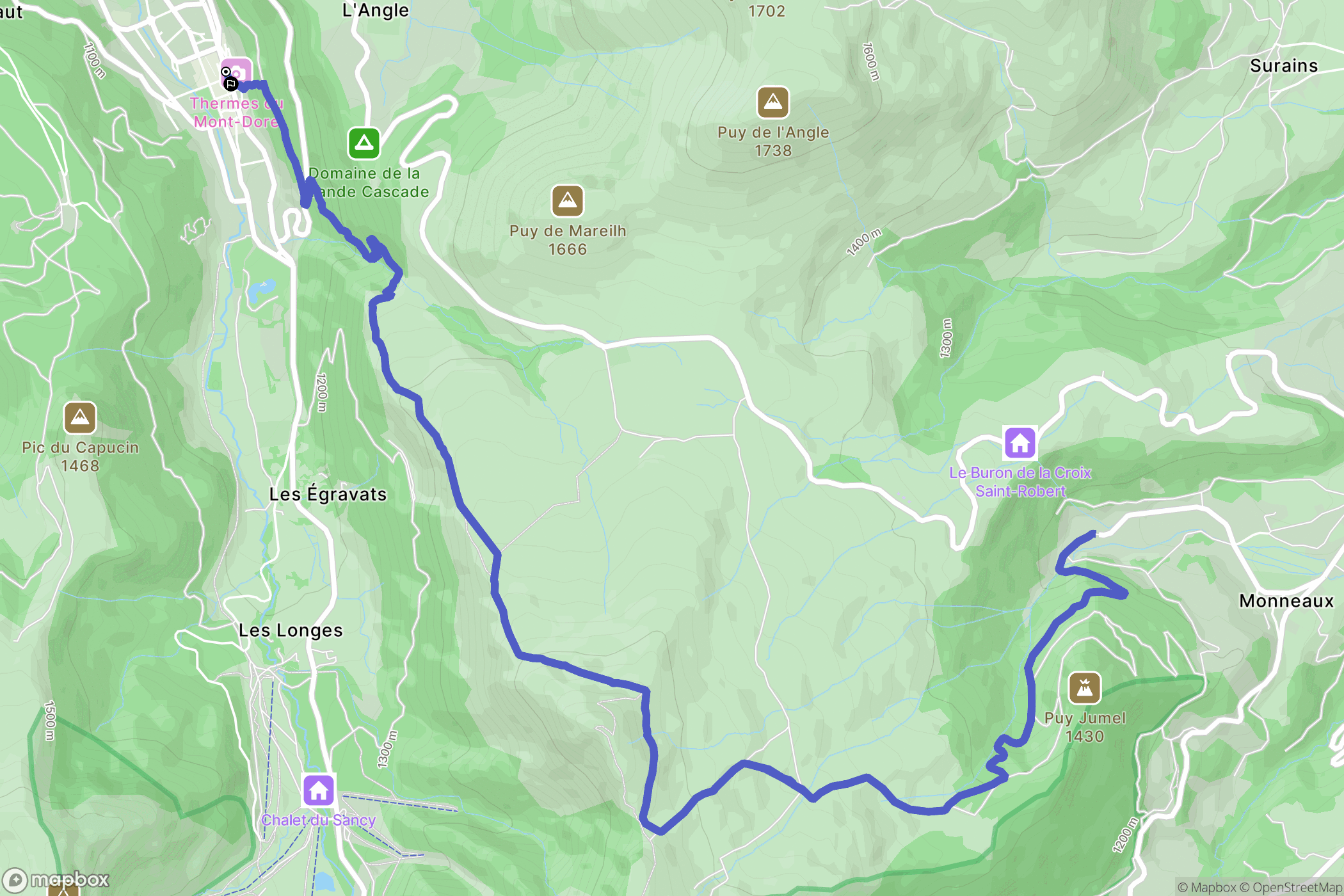 Mont-Dore : carte du parcours de randonnée - France