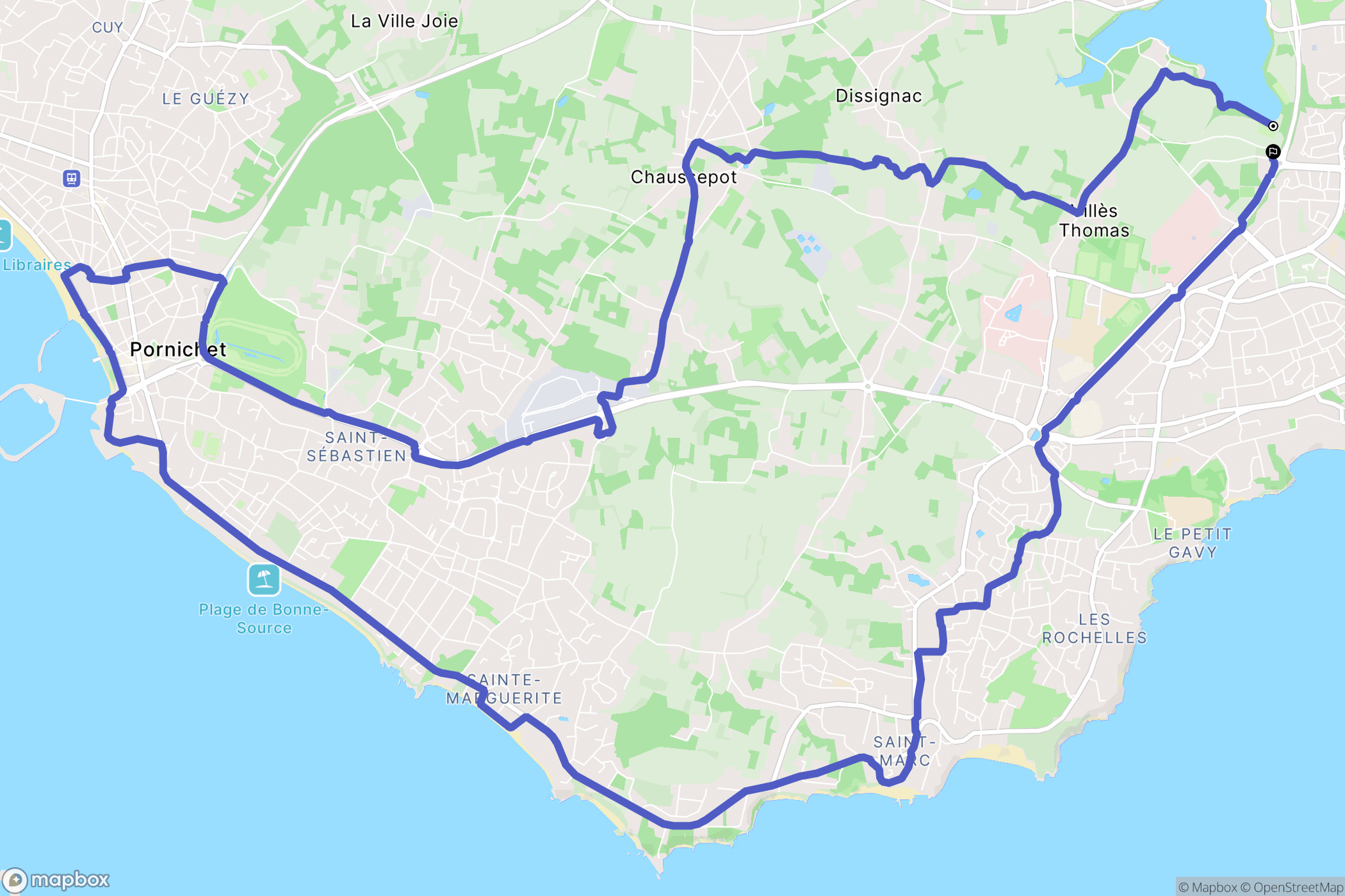 Saint-Nazaire : carte du parcours de randonnée - France