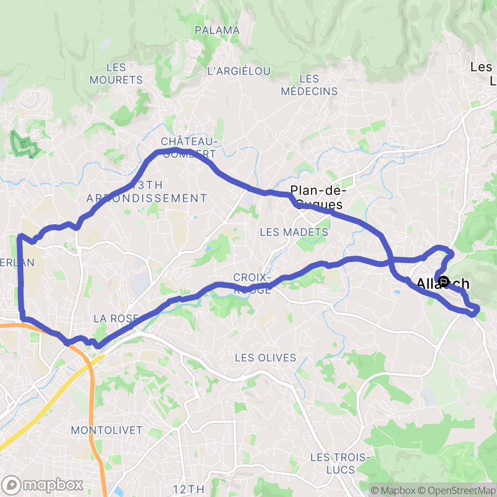 Allauch : carte du parcours de randonnée - France