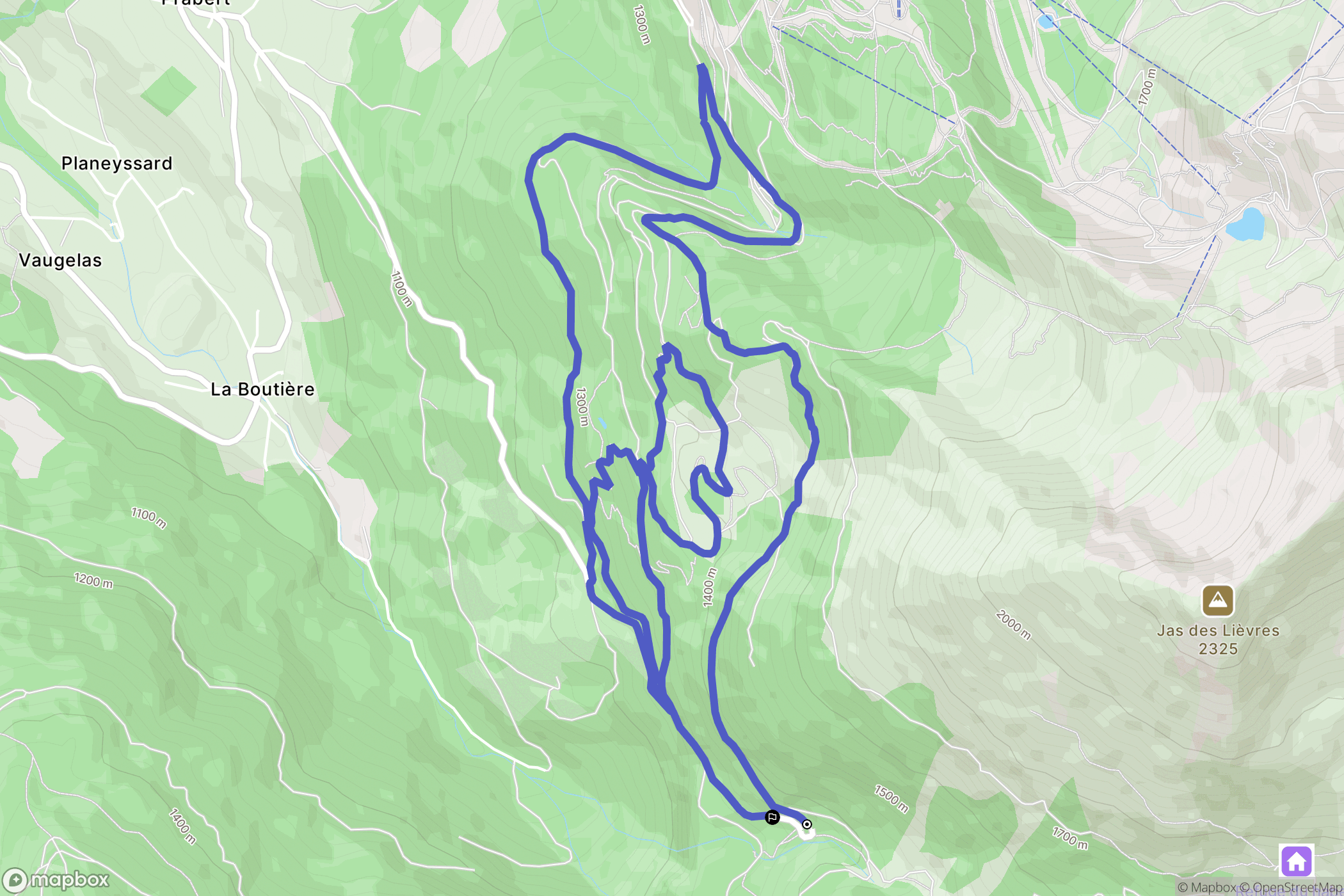 Laval-en-Belledonne : carte du parcours de randonnée - France