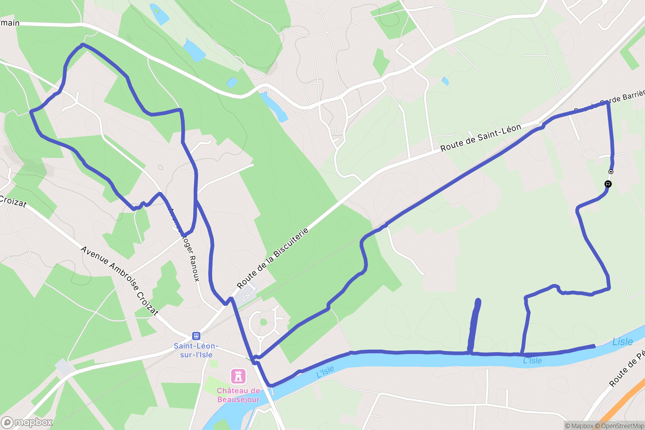 Saint-Astier : carte du parcours de randonnée - France