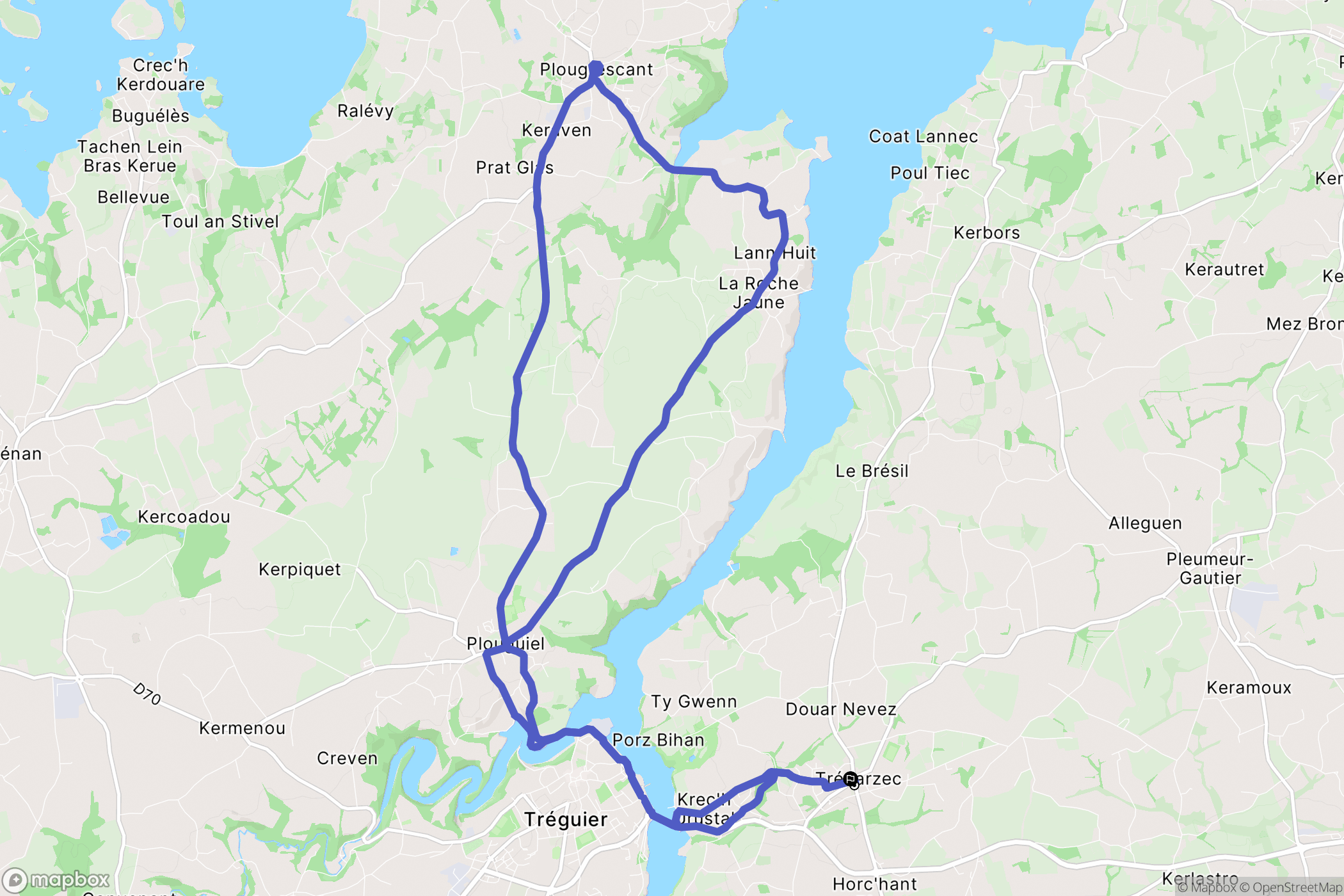 Trédarzec : carte du parcours de randonnée - France
