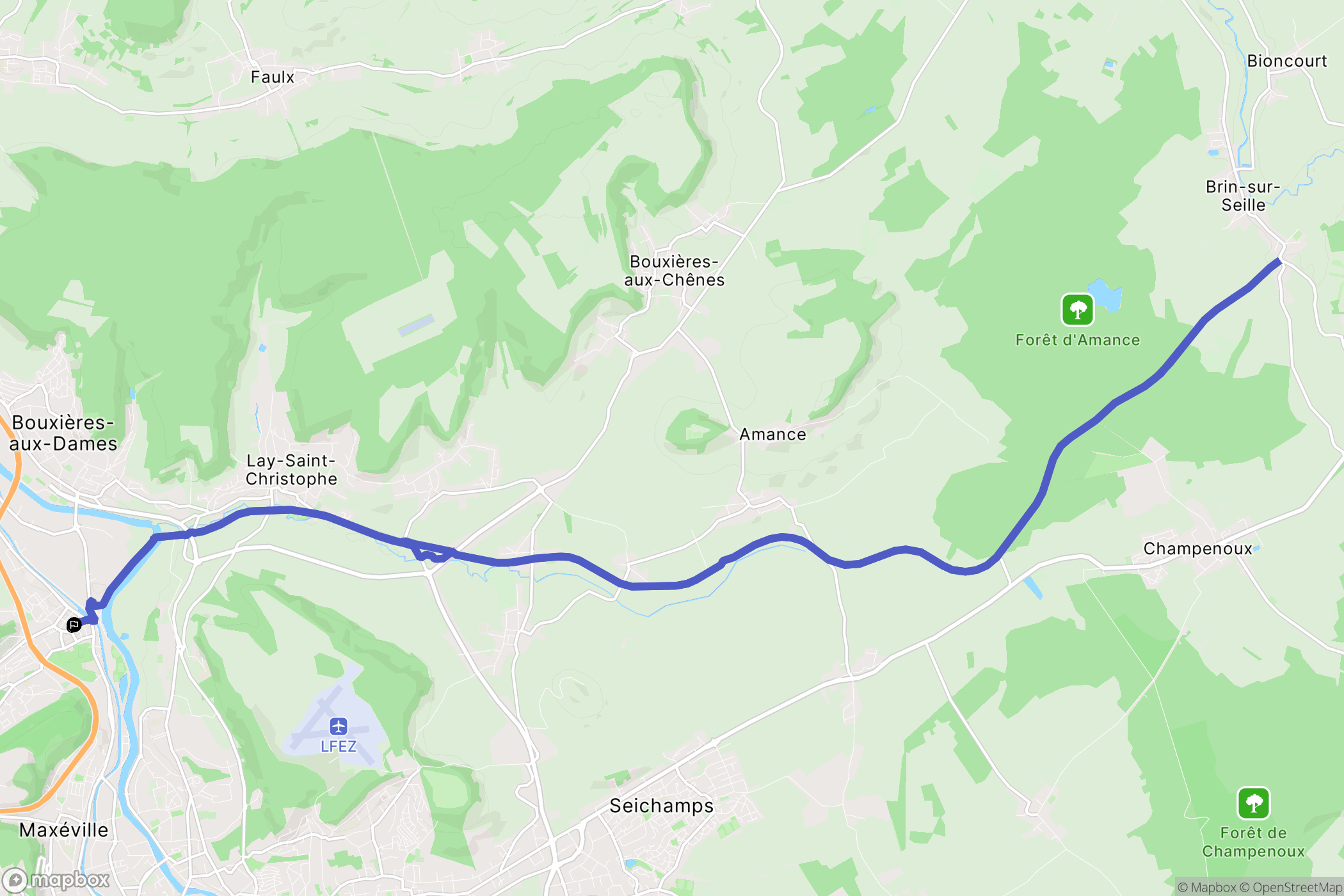 Champigneulles : carte du parcours de randonnée - France