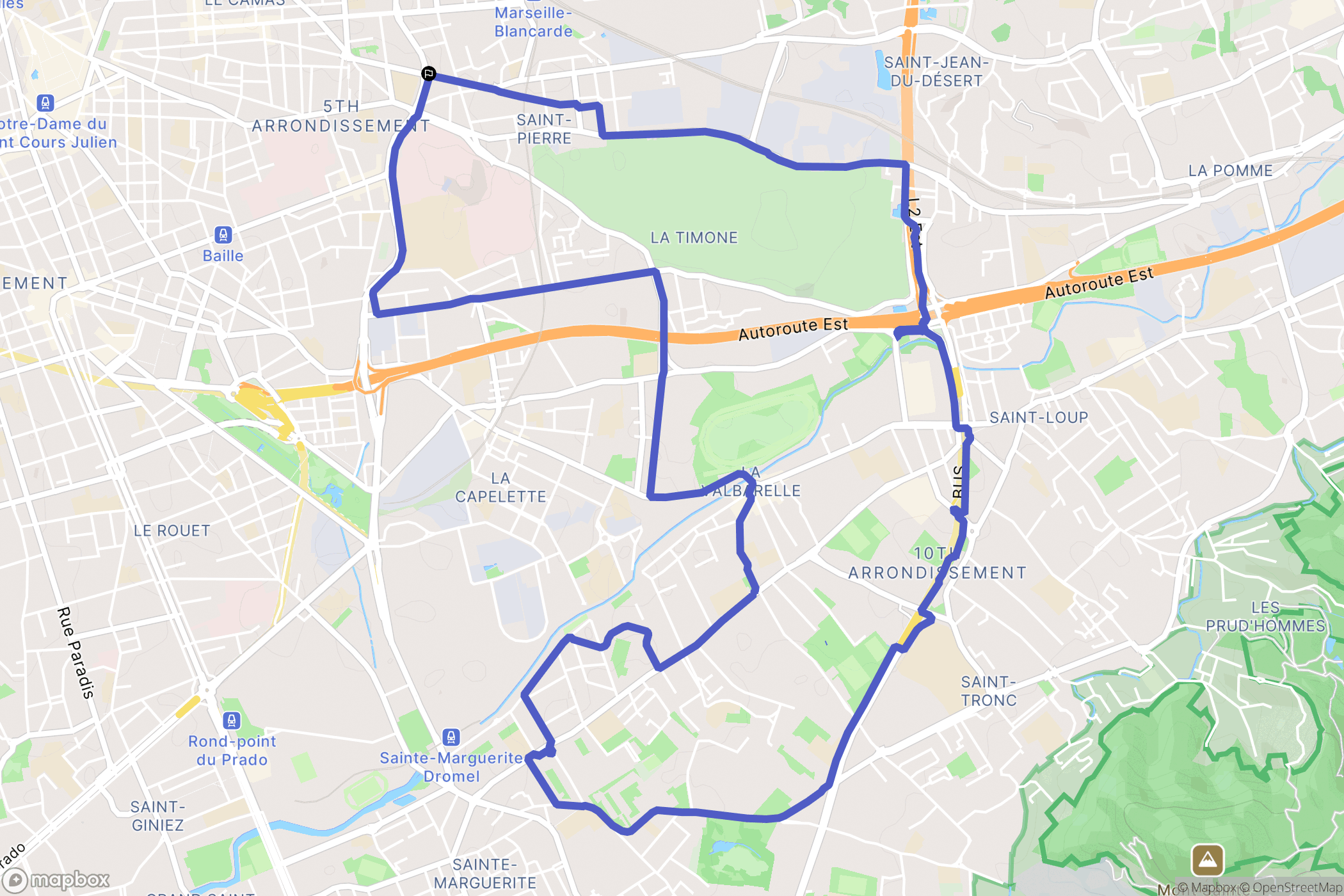 Marseille : carte du parcours de randonnée - France