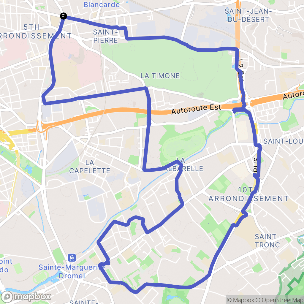 Marseille : carte du parcours de randonnée - France