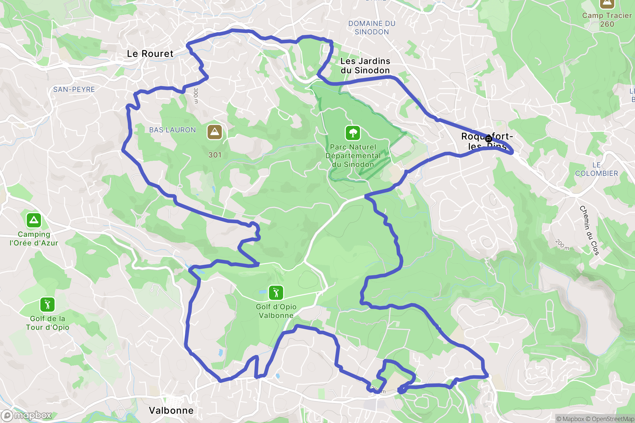 Roquefort-les-Pins : carte du parcours de randonnée - France