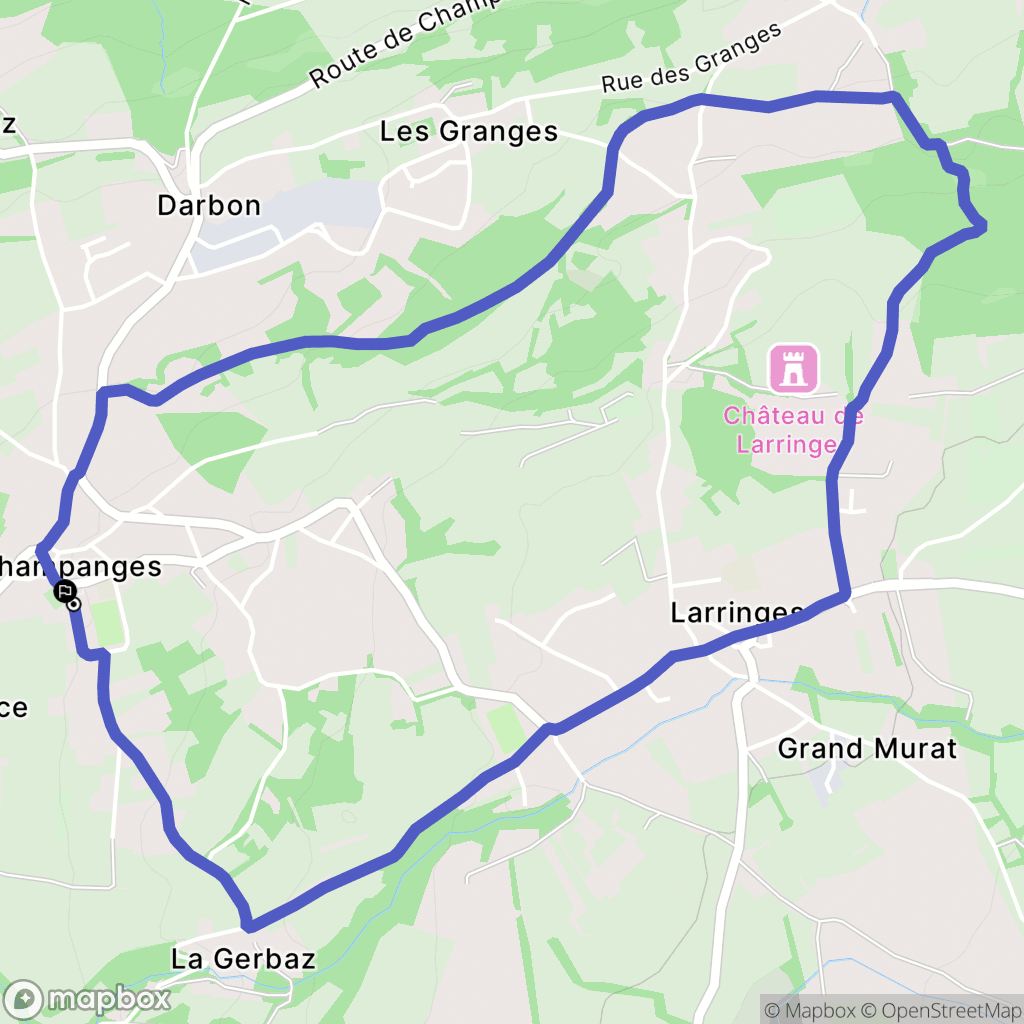 Champanges : carte du parcours de randonnée - France