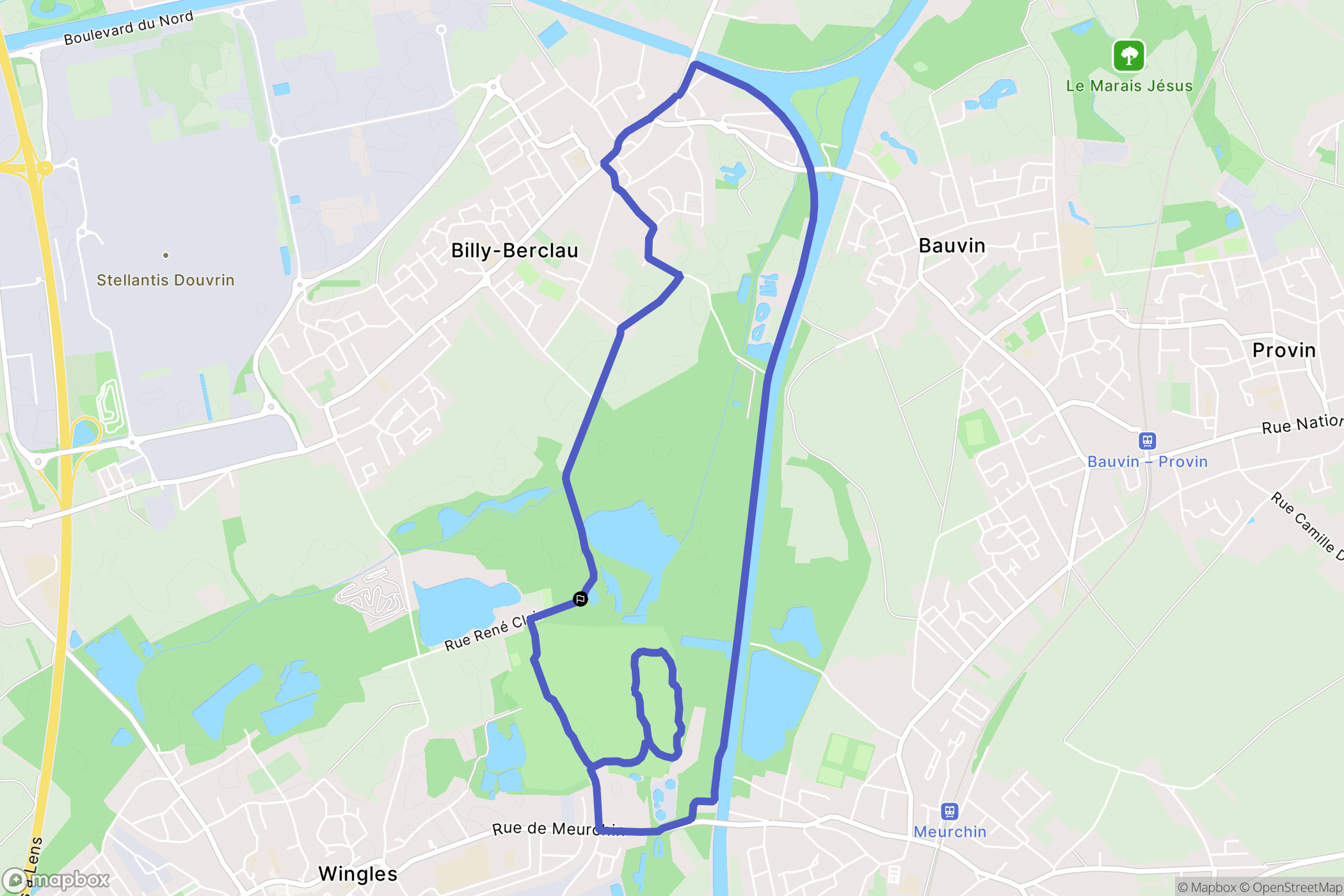 Wingles : carte du parcours de randonnée - France