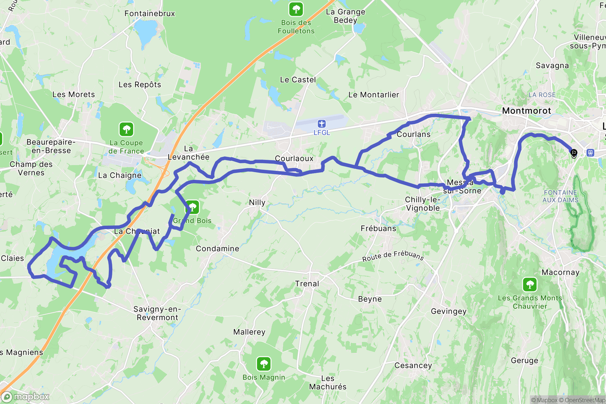 Lons-le-Saunier : carte du parcours de randonnée - France