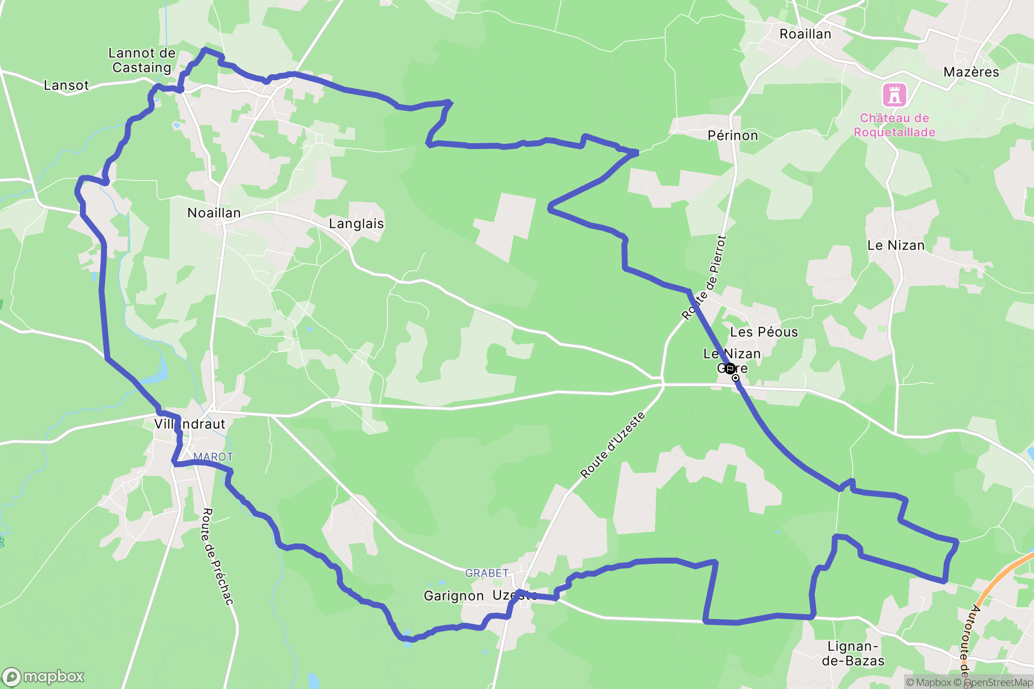 Le Nizan : carte du parcours de randonnée - France