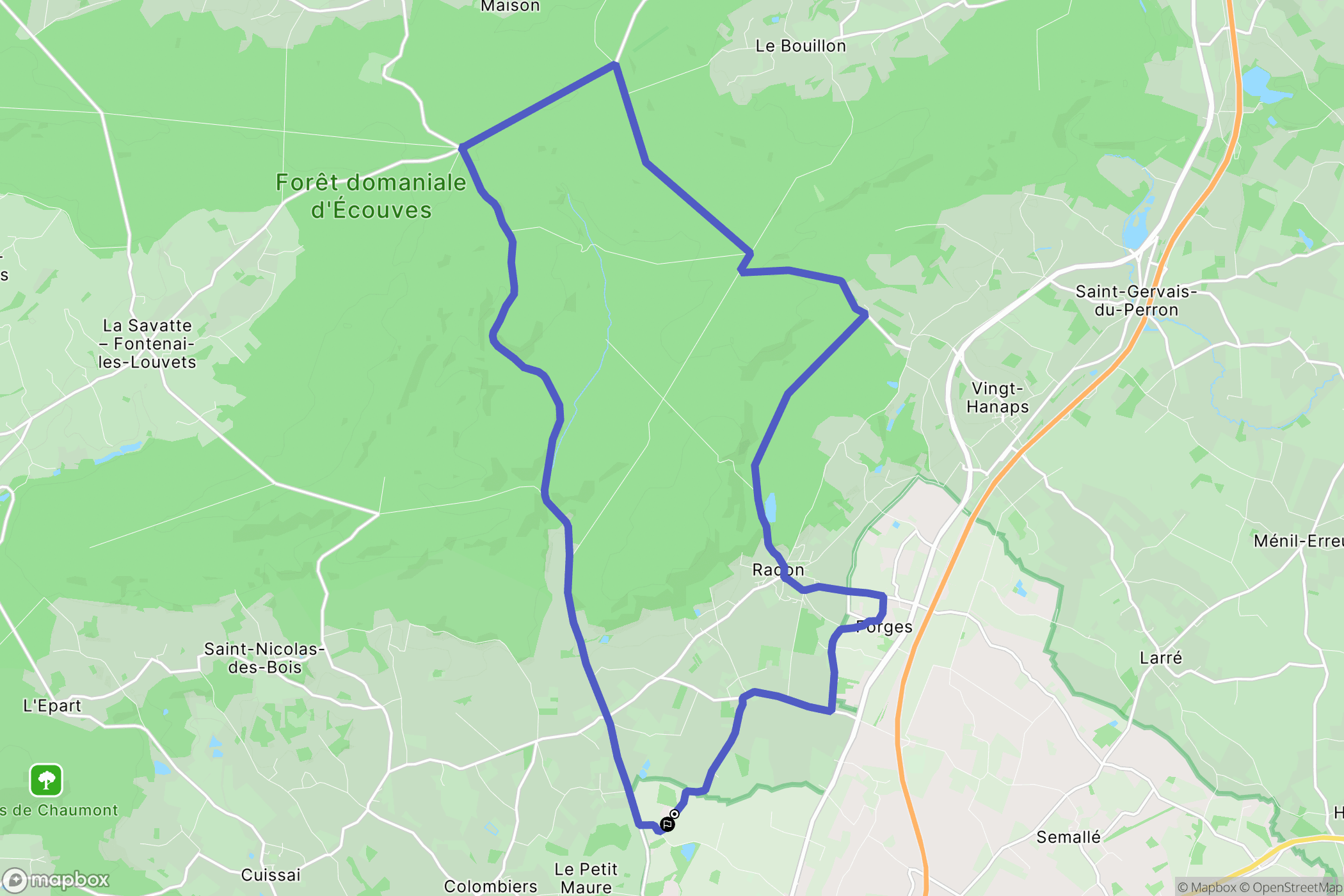 Valframbert : carte du parcours de randonnée - France