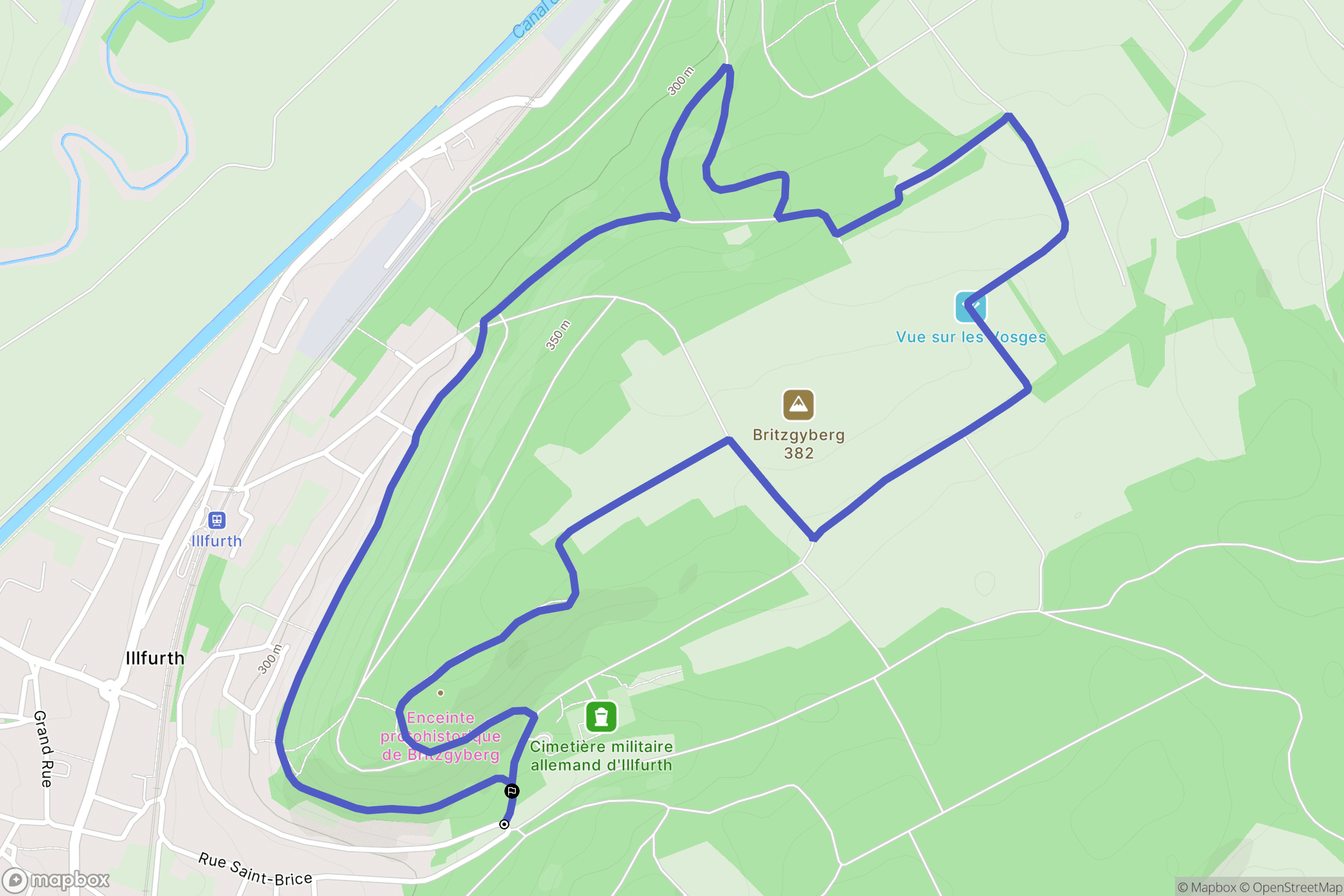 Illfurth : carte du parcours de randonnée - France