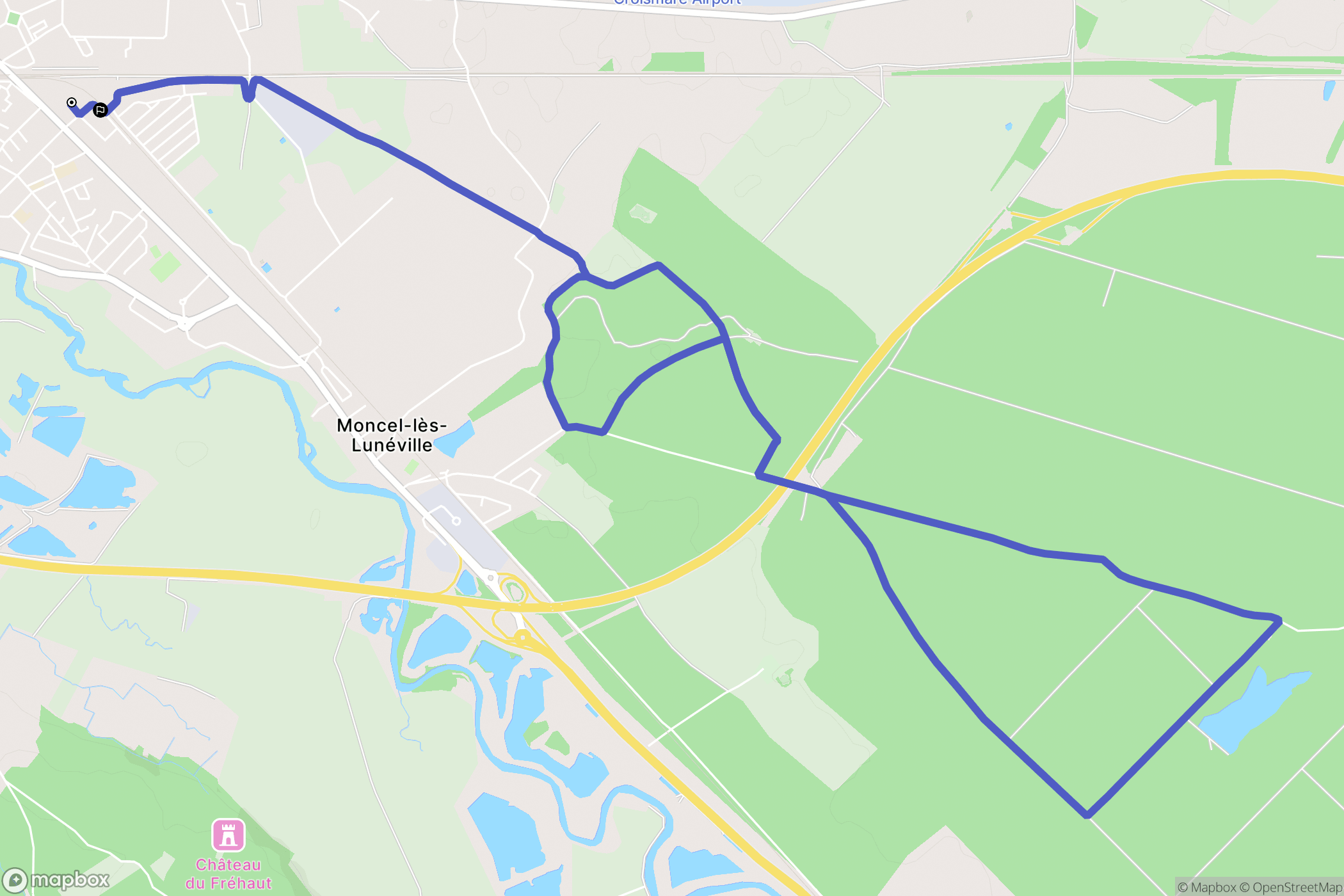 Lunéville : carte du parcours de randonnée - France