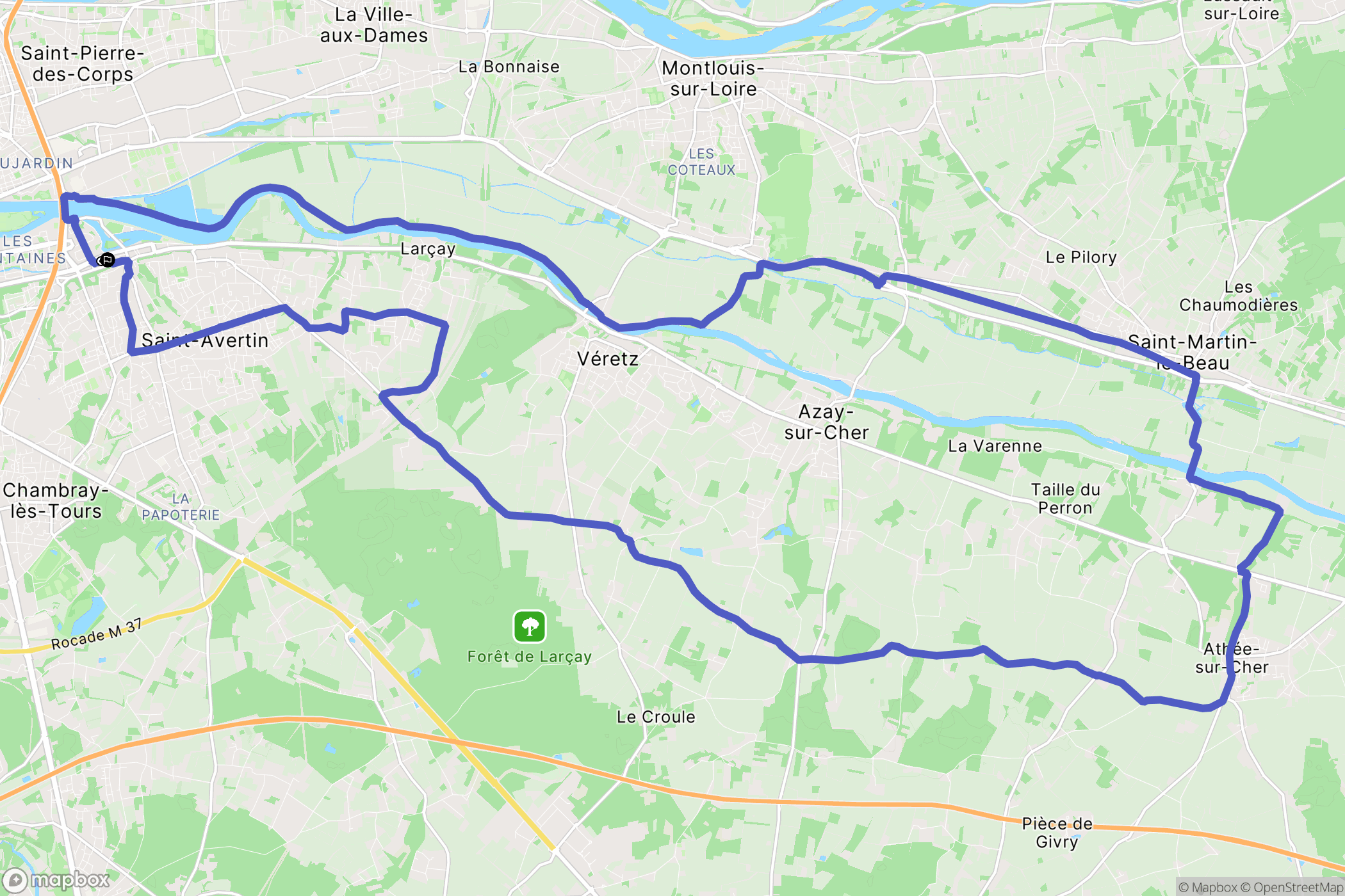 Saint-Avertin : carte du parcours de randonnée - France