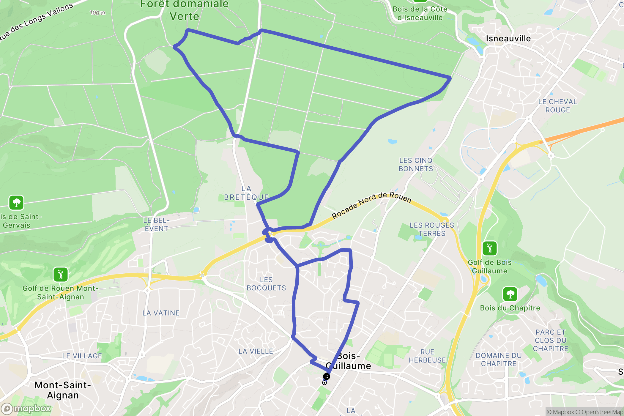 Bois-Guillaume : carte du parcours de randonnée - France