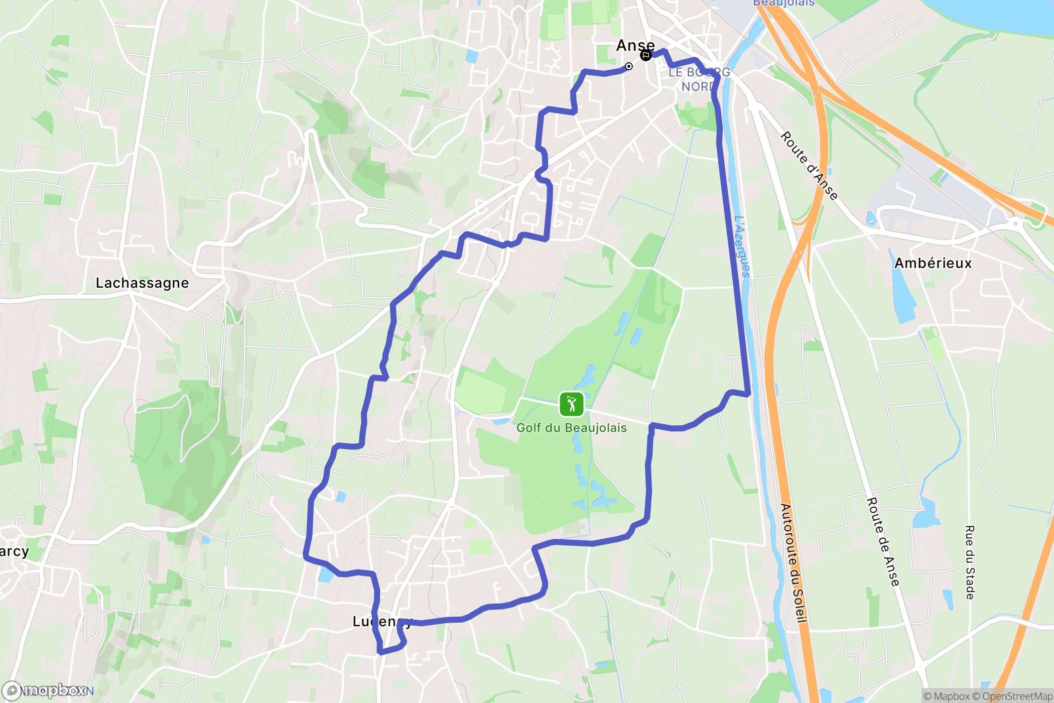 Anse : carte du parcours de randonnée - France